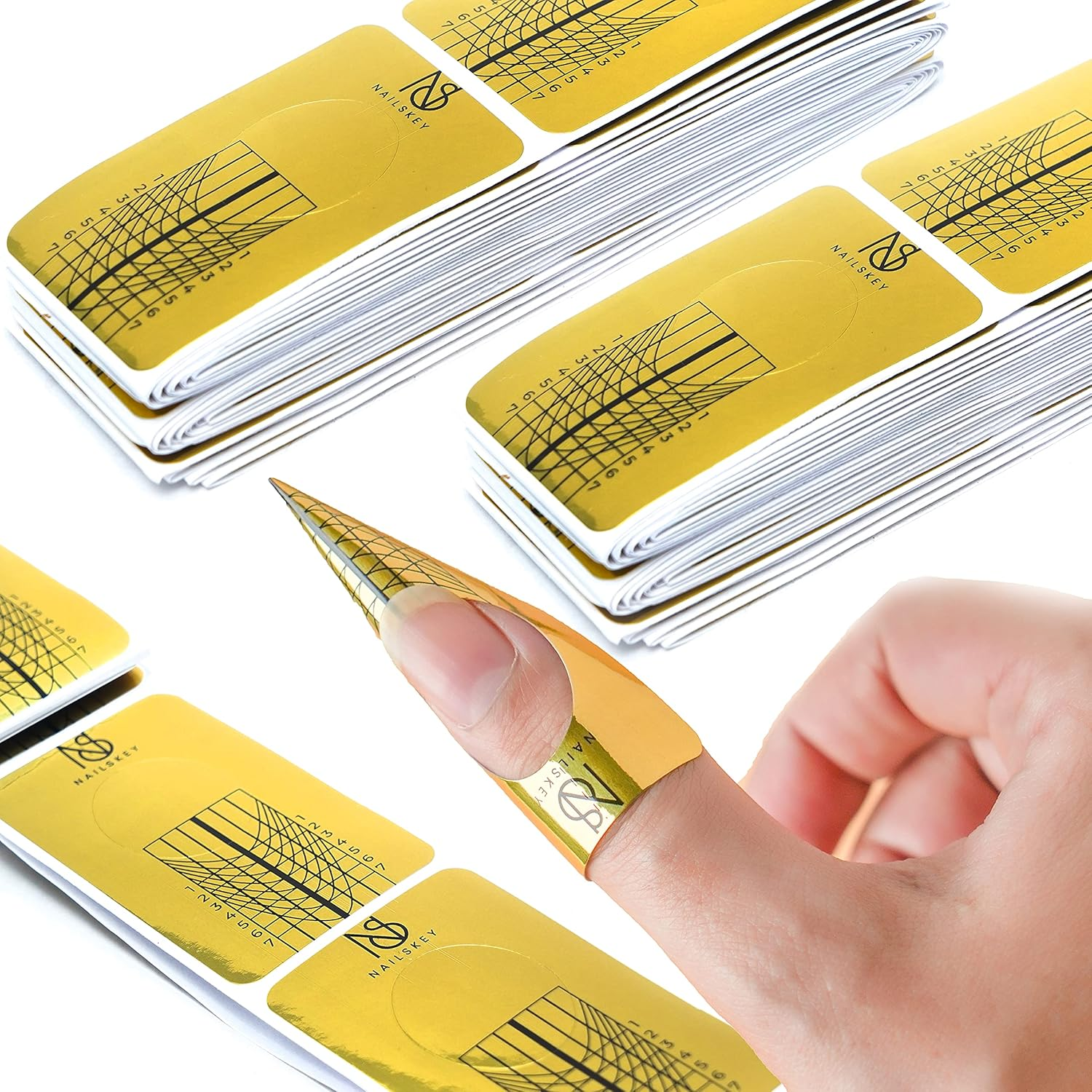 Nail Forms for Gel Builder - 100 Pcs Self Adhesive Nail Extension Stickers for Acrylic, UV & Poly Gel with Tip Sculpting Guide - Nail Art for Home & Salon (Pack of 100)