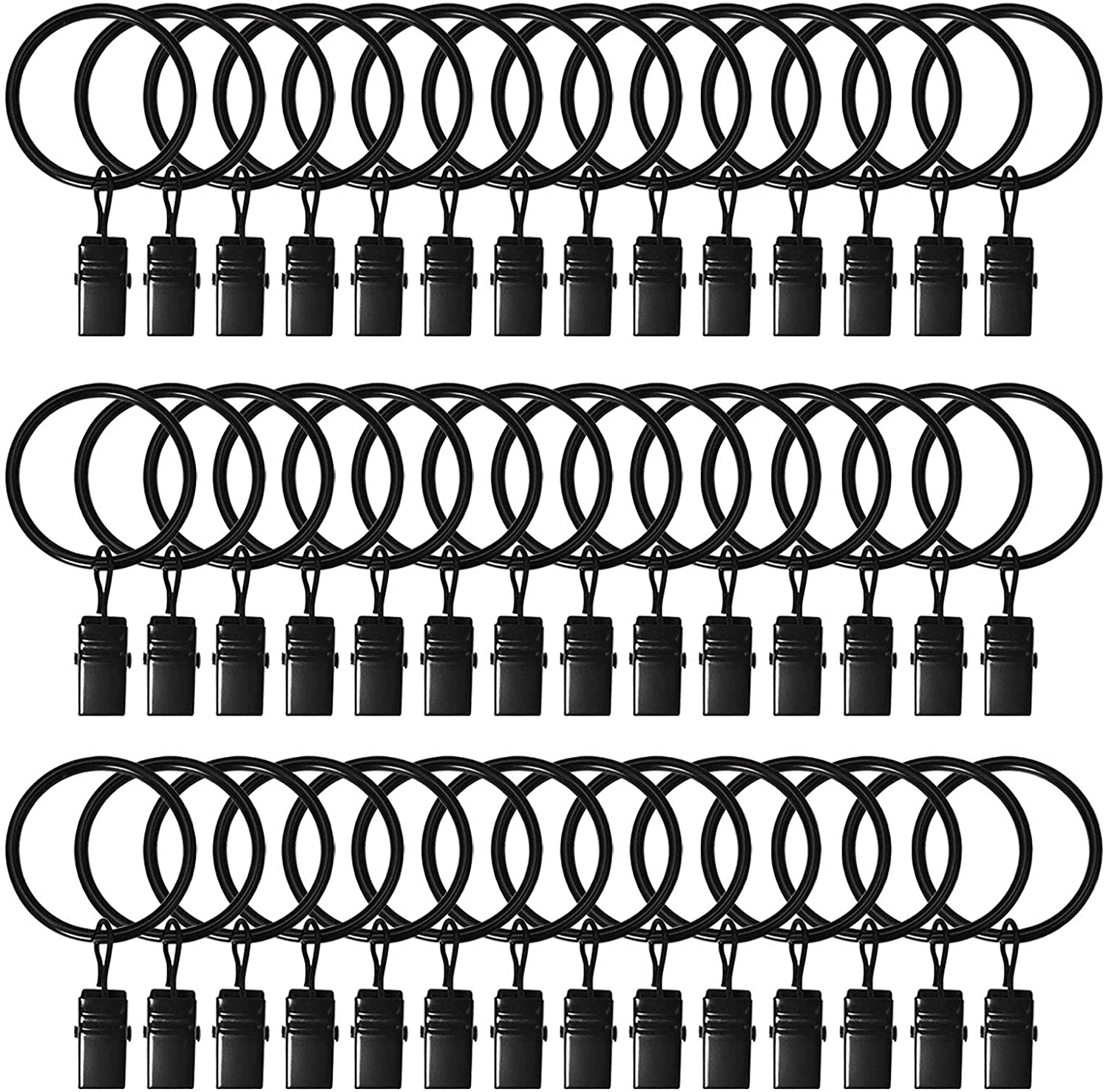 Paquete de 42 aros metalicos negros para cortina 1.26 pulg clips resistentes