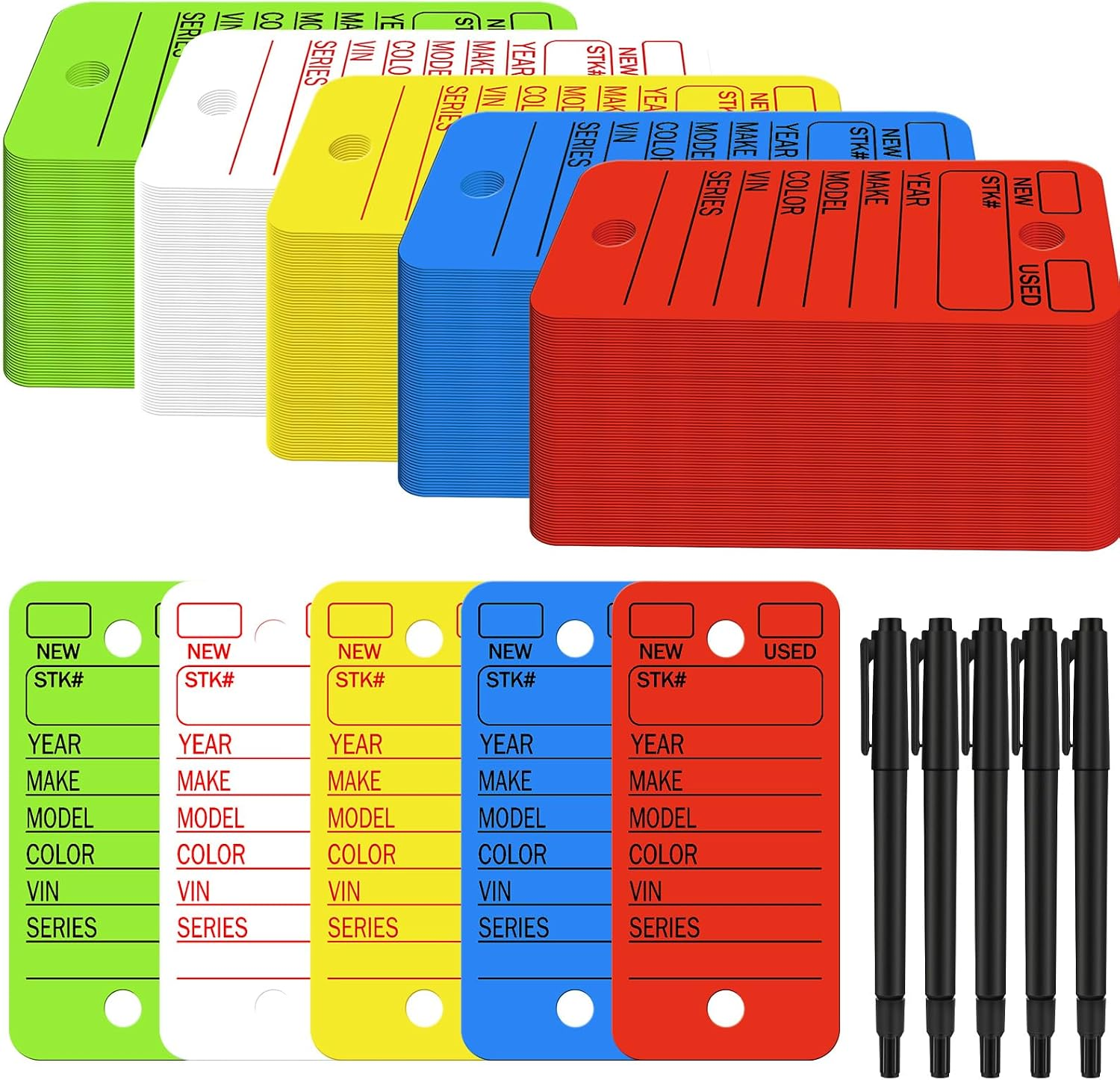 500 Pack Key Tags with Rings Labels and 4 Marker Pens for Keys Inventory Storage