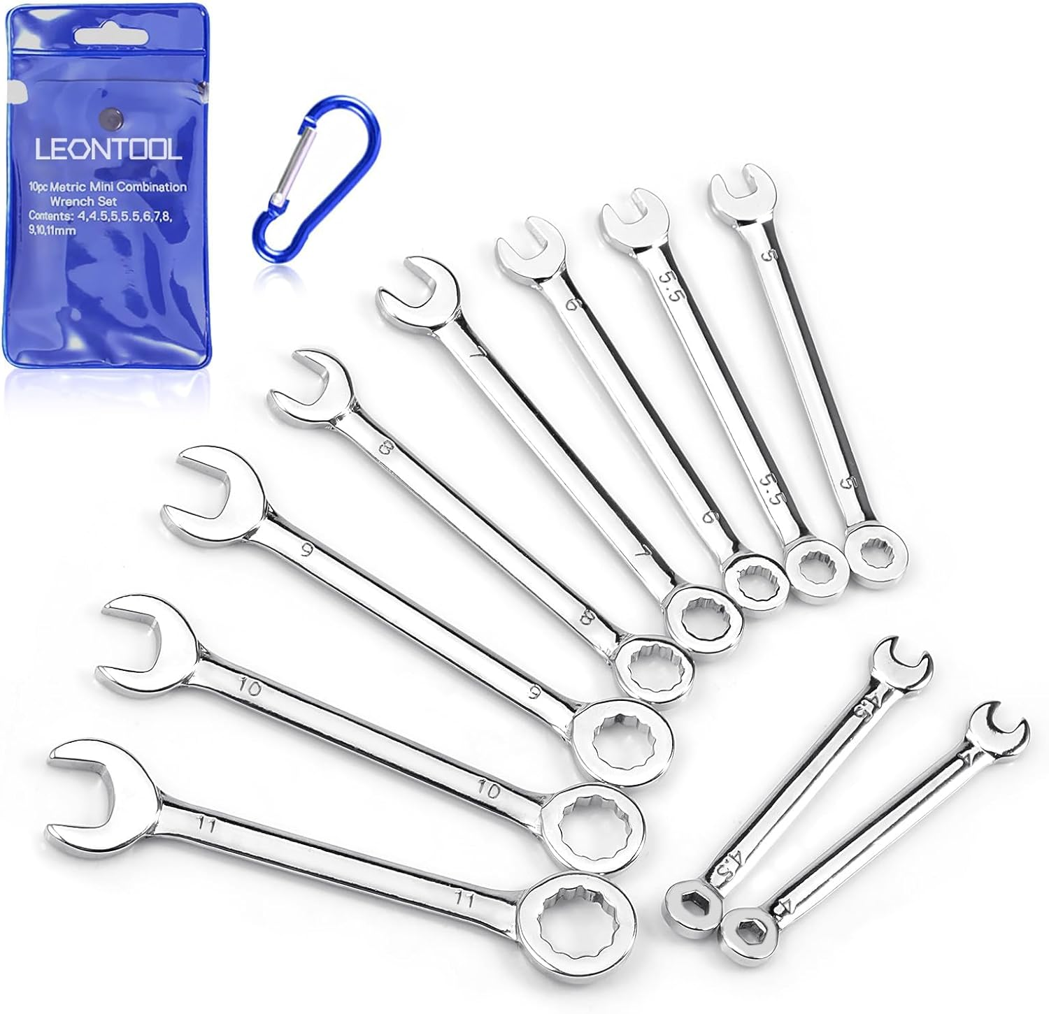 4Mm Metric Mini Wrench Set, 10-Piece, High Standard Wrench, Silver