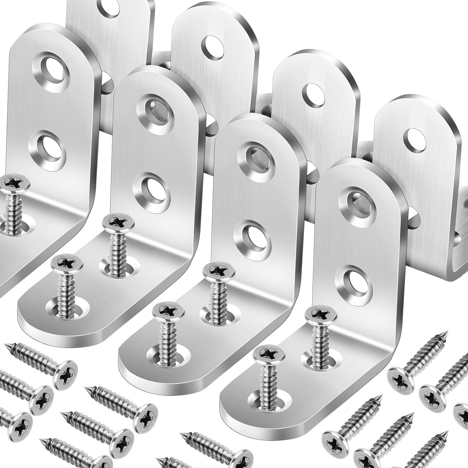 8 PCS Heavy Duty Corner Braces 40x40mm Stainless Steel Right Angle Brackets