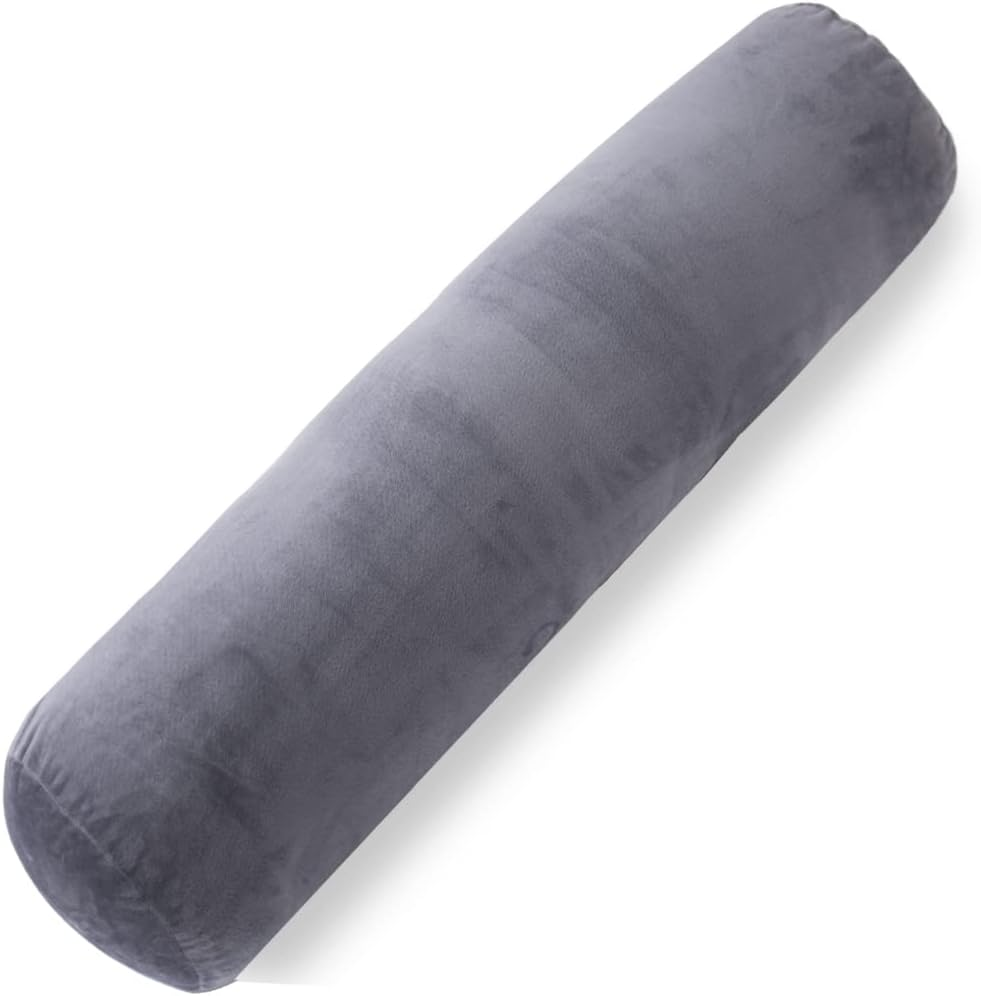 Body Pillow for Adults, Bolster Pillow with Removable Velvet Cover, Long round Cervical Roll Pillow, 35 X 7.87 Inches, Grey