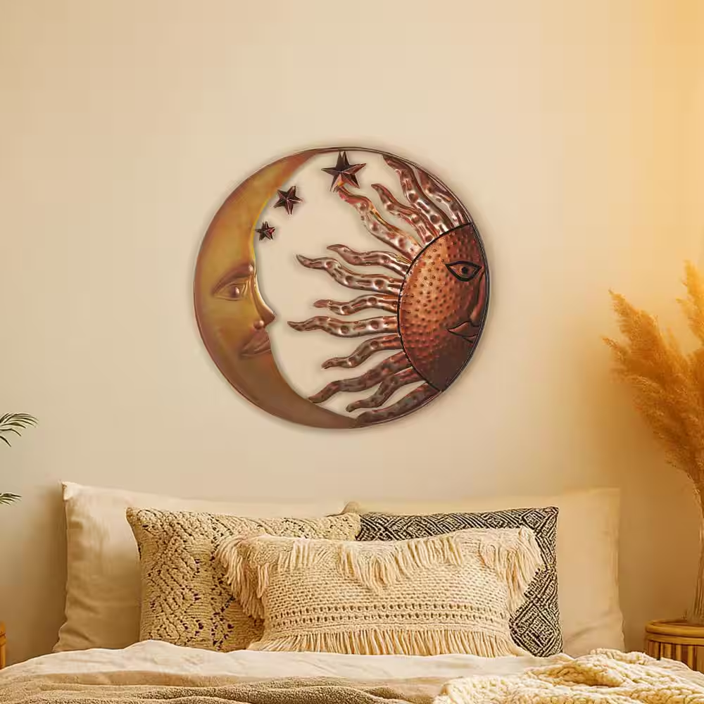 Celestial Metal Sun Moon Wall Decor