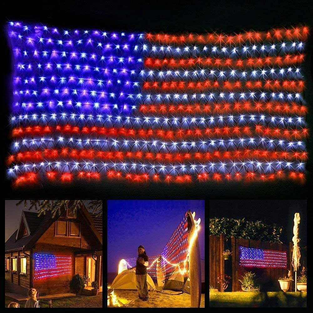 HYH American Flag Lights with 420 Super Bright Leds,Waterproof Led Flag Net 