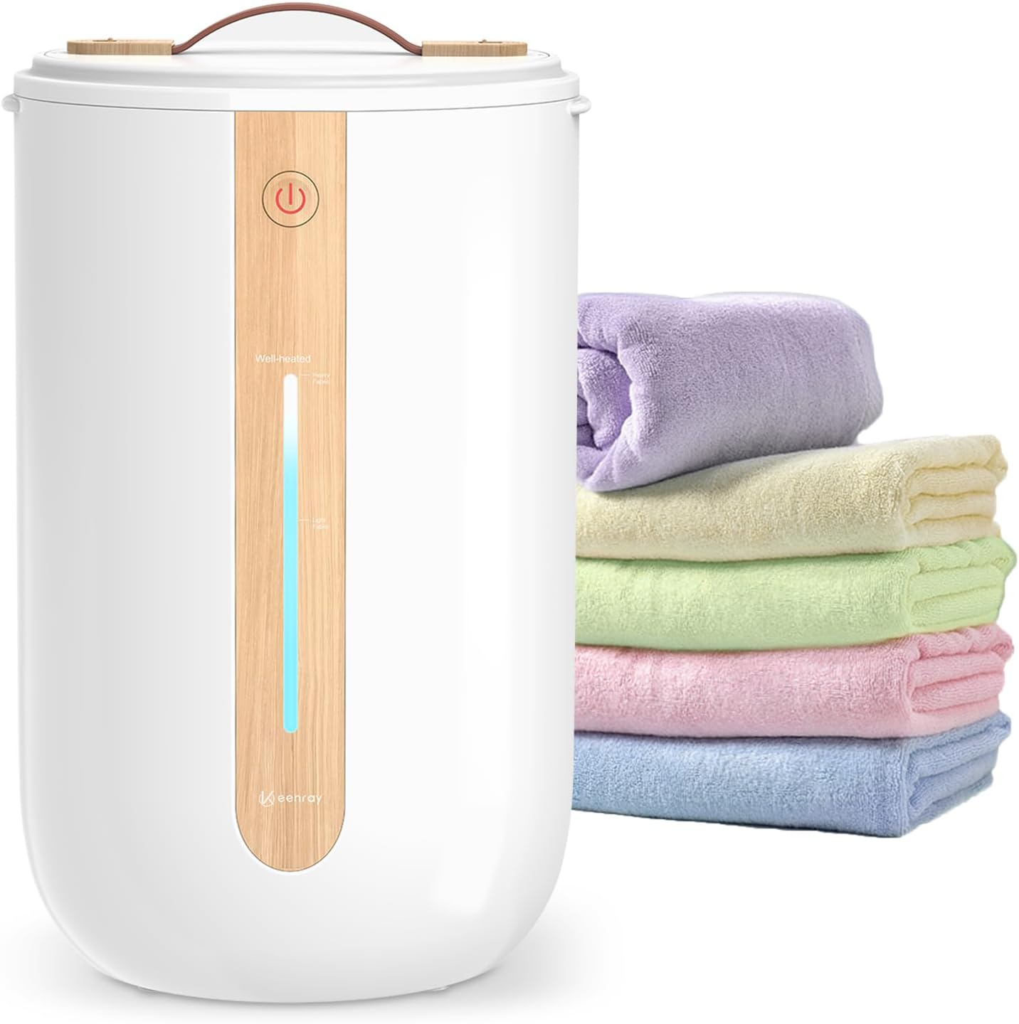 Towel Warmer for Bathroom, Towel Warmer Bucket with Heating Progress Bar, Fragrant Disc Holder, Leather Handle, Auto Shut-Off Towel Bucket Fits Up to Two 40