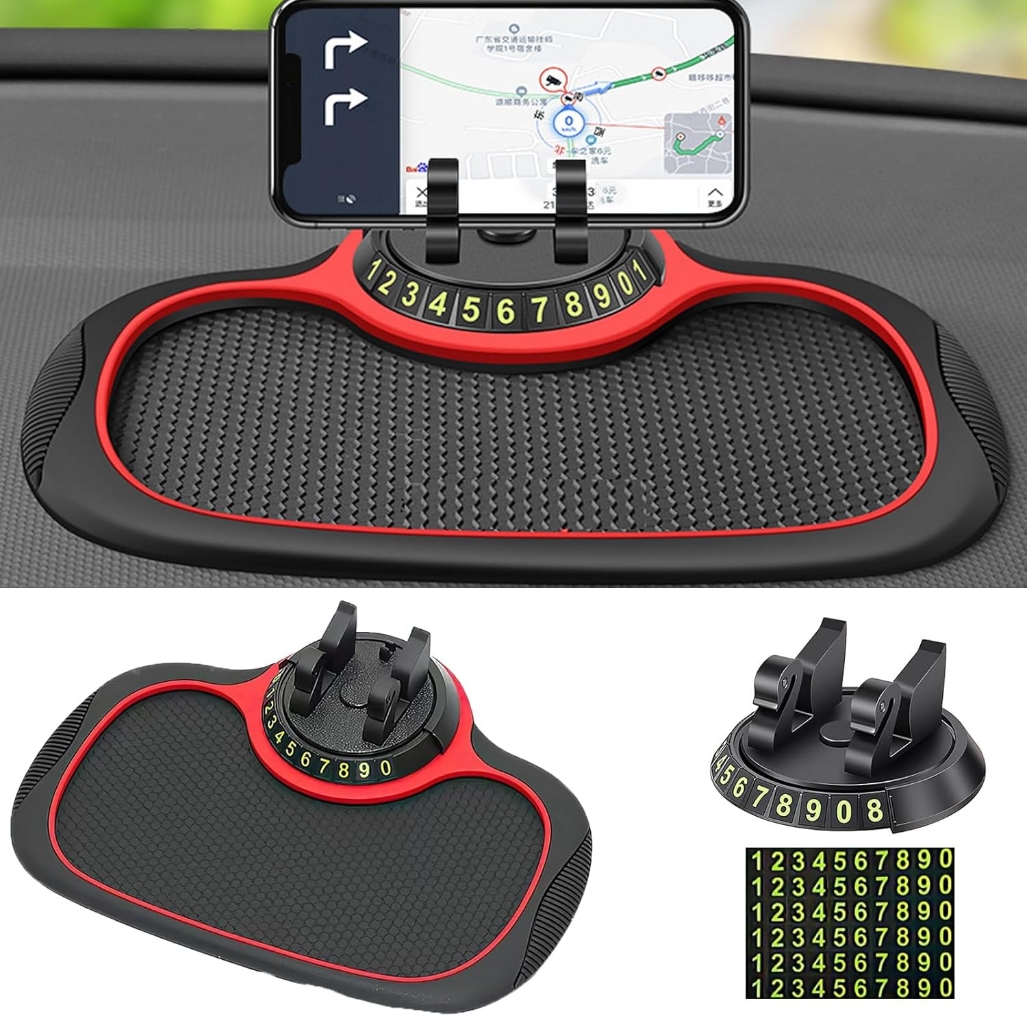 Multifunction Car Anti-Slip Mat with Auto Phone Holder and Extra Large Pad for Phones, Keys, Gadgets