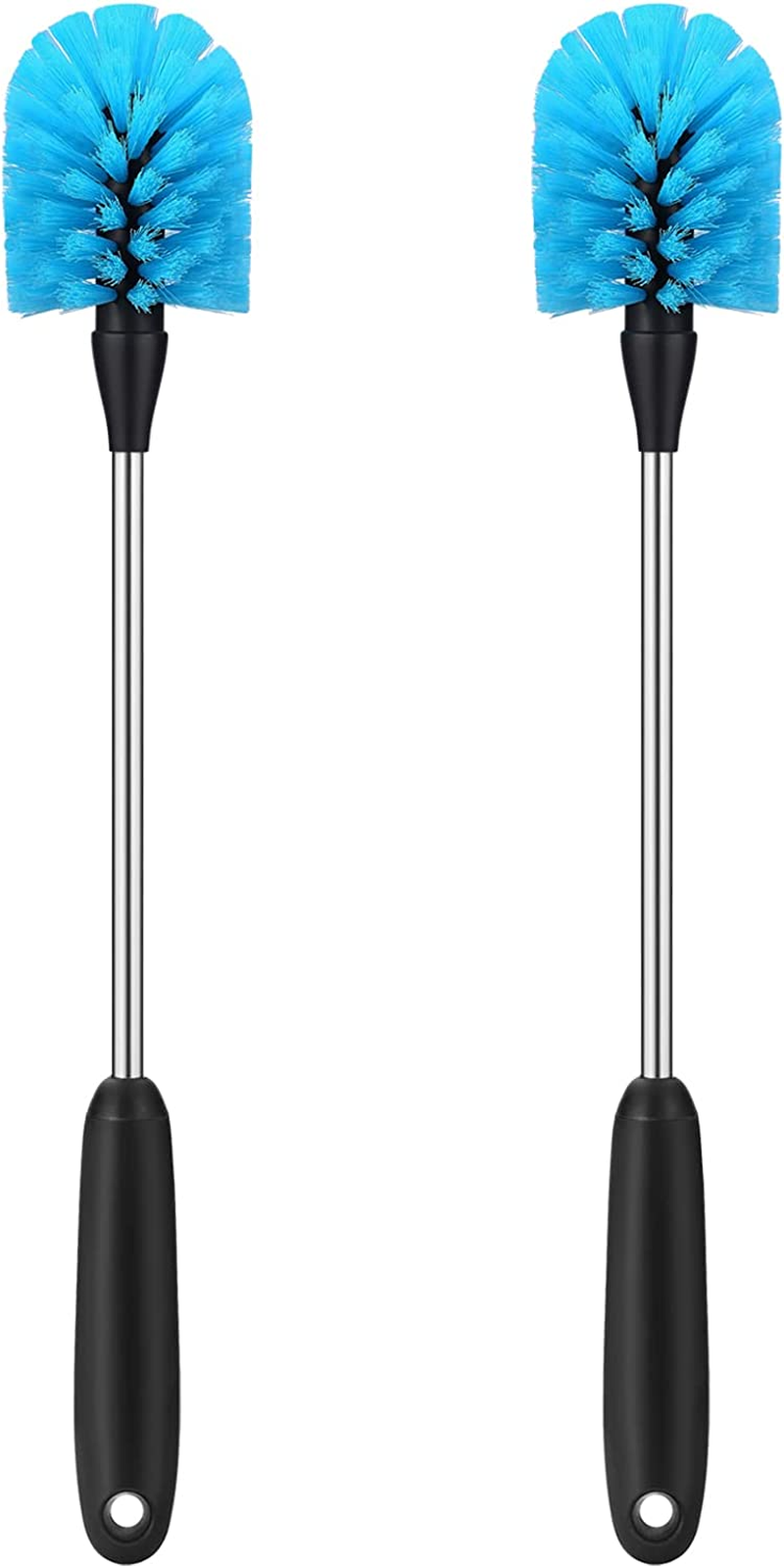 Stainless Steel Water Bottle Brush, Long Handle Scrubbing Brush, Built for Cleaning Sports Bottles, Baby Bottles, Cups, Coffee Mugs, Glasswares, Wine Decanters, Flask, 2 Pack, 15 In