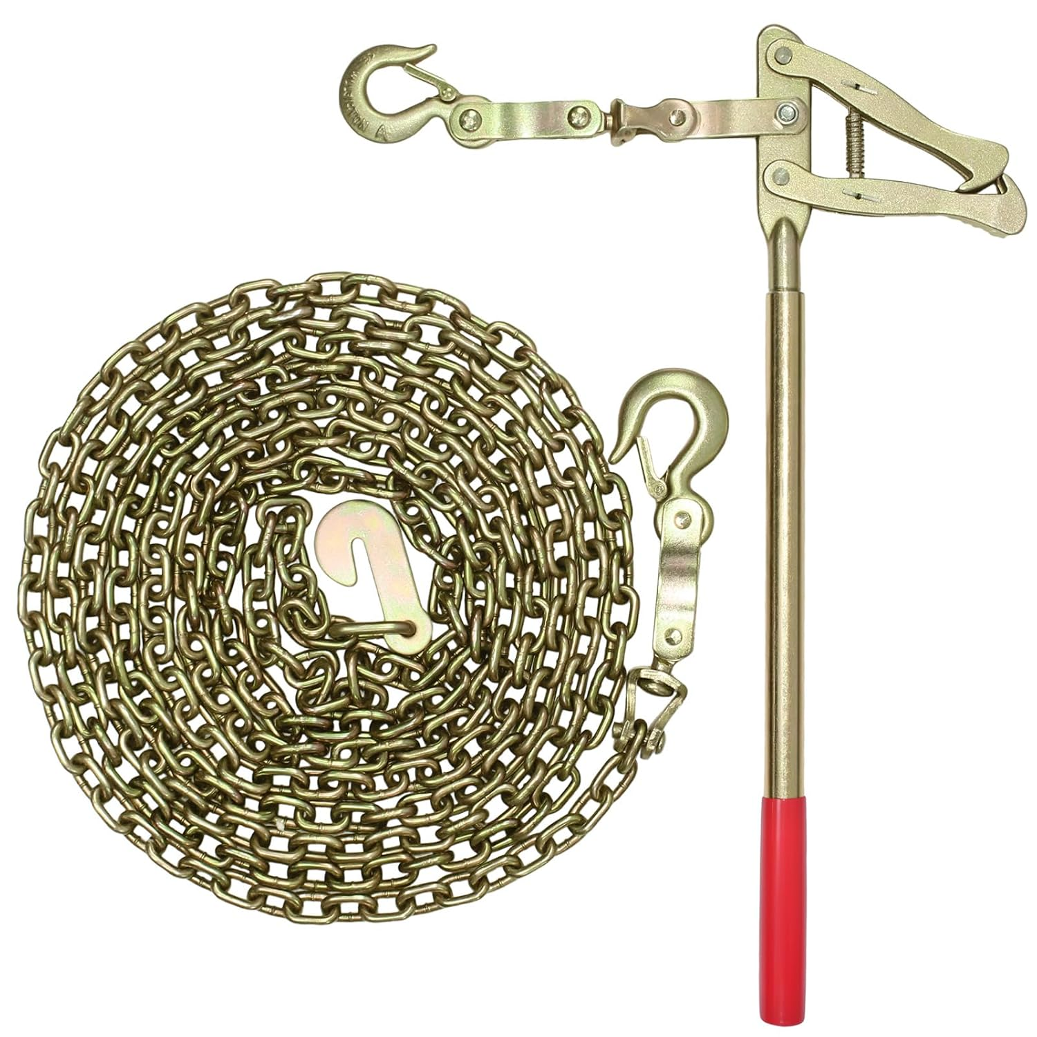 Heavy Duty Galvanized Steel Wire Fence Stretcher Tool, Wire Tensioner with 20FT Chain, 2000 LBS Load Capacity Wire Puller for Farm, Ranch, Garden, Fence Repair(1 PC)