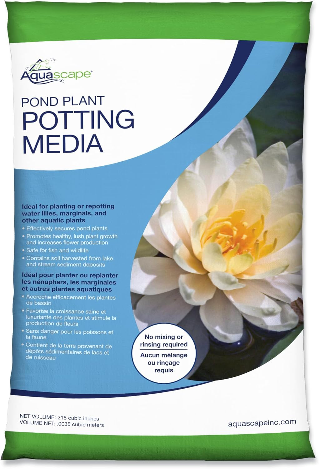Pond Plant Potting Media, Nutrient-Rich Aquatic Soil for Water Gardens, Supports Strong Root Growth, 215 Cubic Inches, 89002
