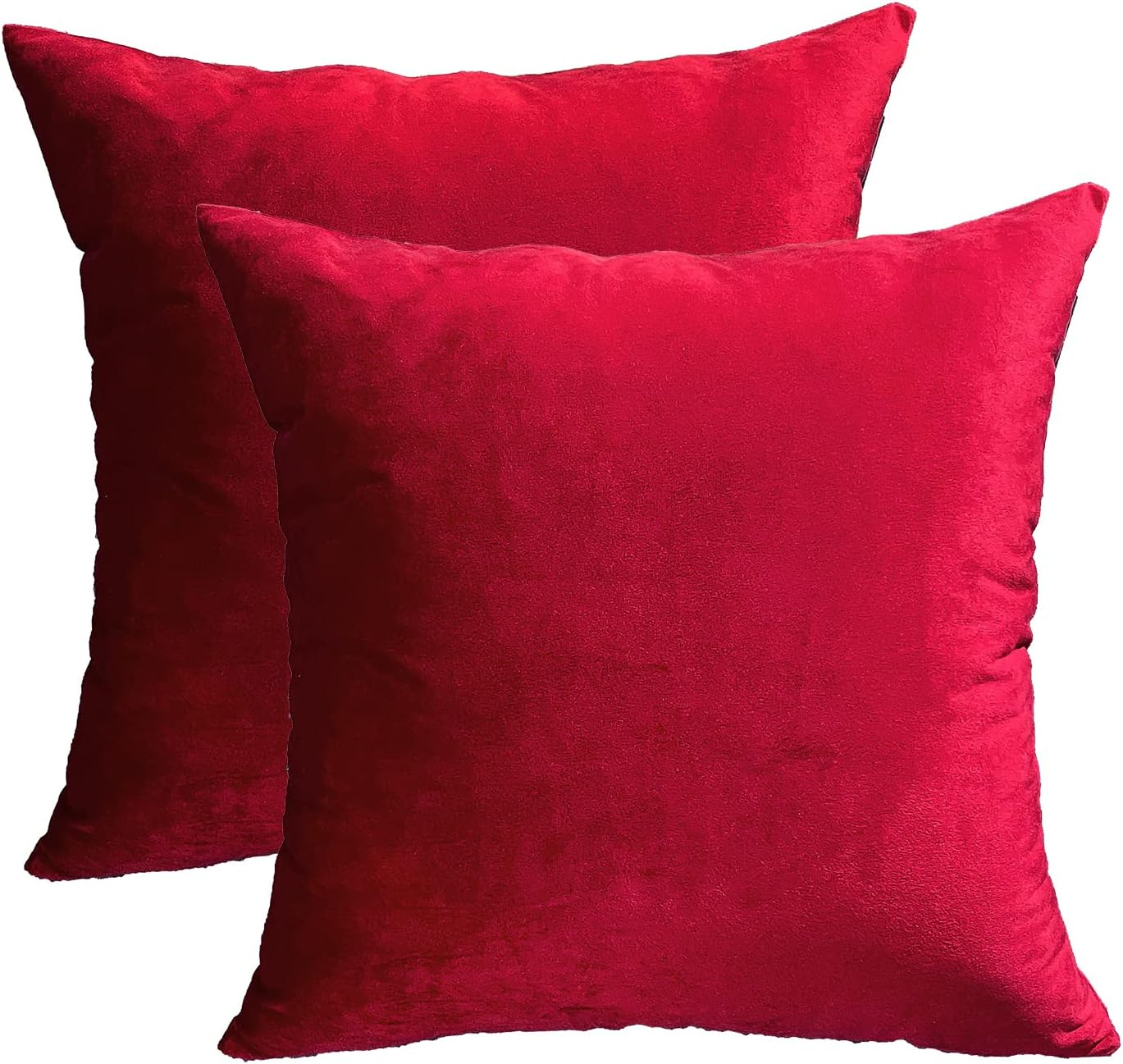 Velvet Decorative Throw Pillow Covers Cushion Cover Pillow Case for Sofa Couch Bed Chair,Soft Square Red Throw Pillows 18x18 Inch,Set of 2