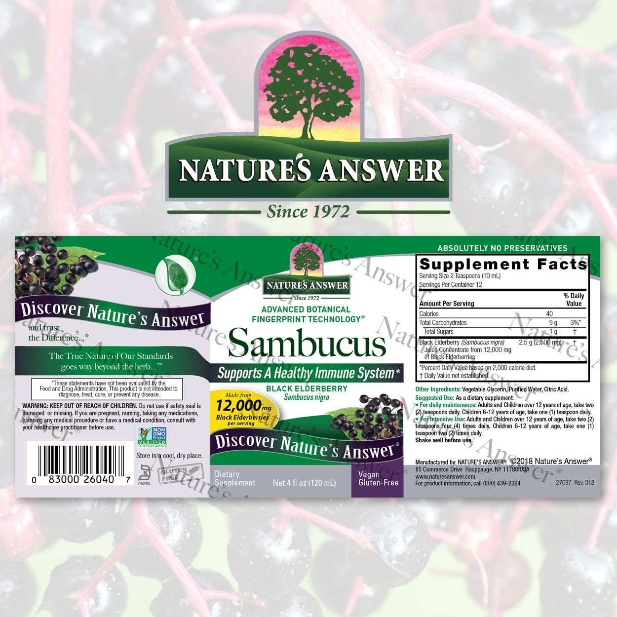 Nature's Answer Alcohol-Free Sambucus Supplement, Original, 16 Fluid Ounce - Picture 3 of 15