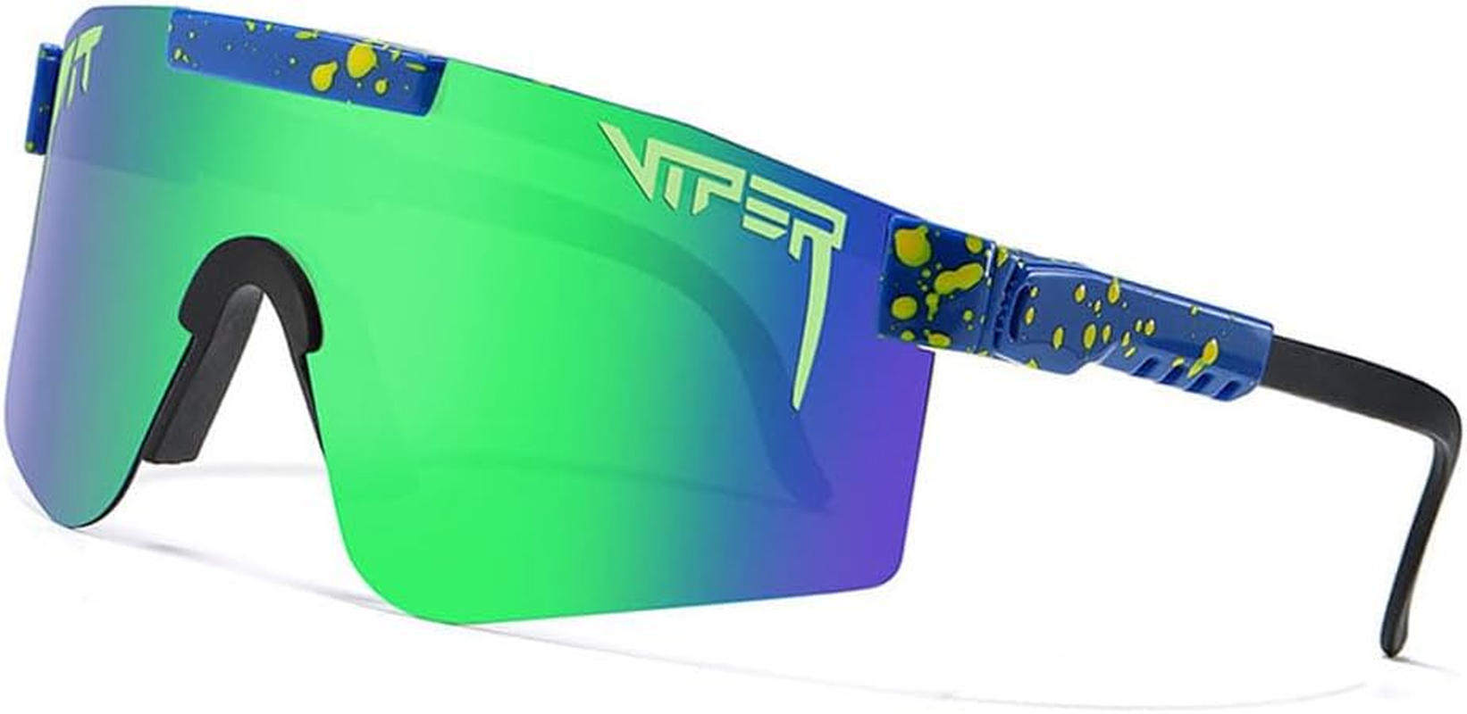 Polarized Sports Sunglasses Blue Lens Wide Fit Windproof Sports Eyewear Unise... - Picture 10 of 14