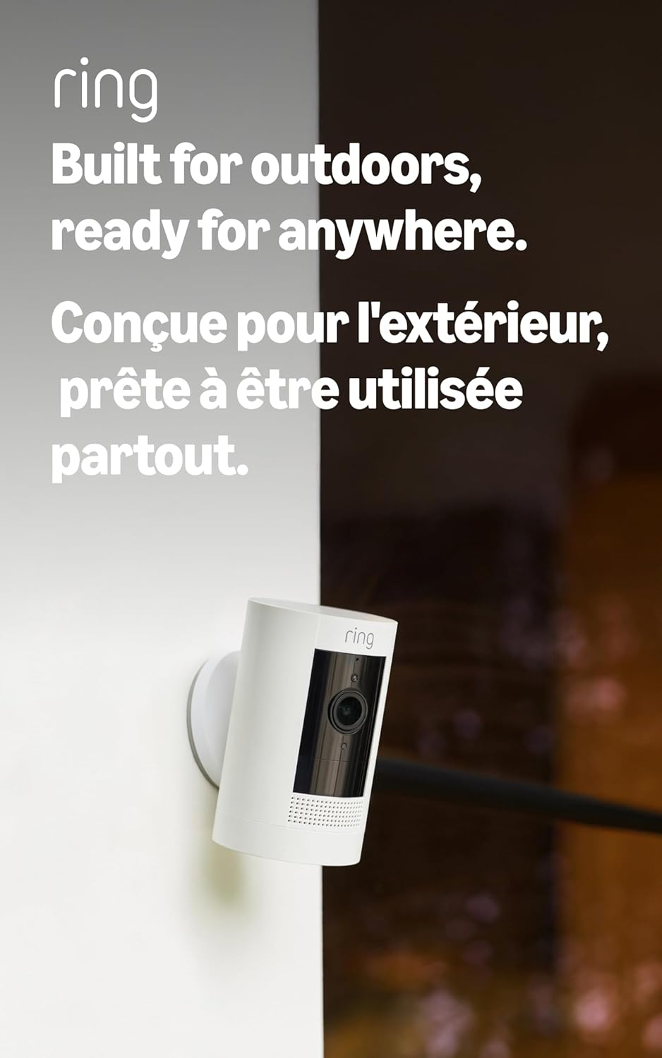 Outdoor Cam (Stick up Cam) | Weather-Resistant Outdoor Camera, Live View, Color Night Vision, Two-Way Talk, Motion Alerts, Works with Alexa | White