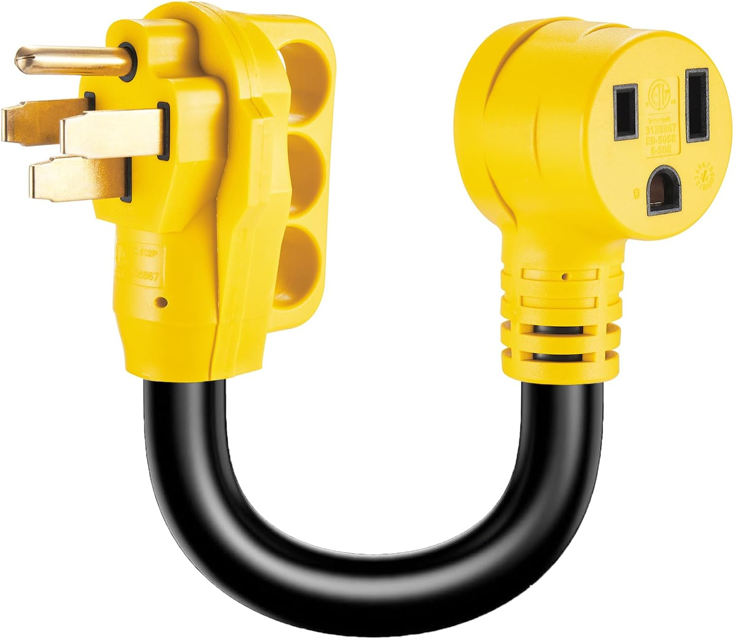 Welder Adapter Cord 50 Amp, STW 6 AWG NEMA 14-50P Male to 6-50R Female Heavy Duty Cord, 250 Volts 12500 Watt 1 Foot, ETL Listed