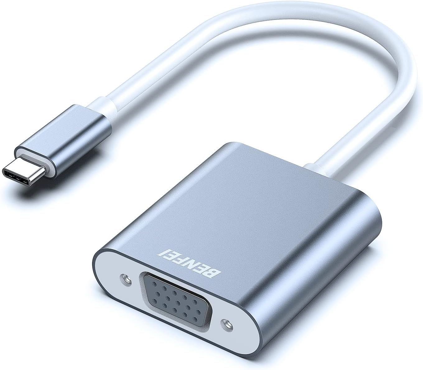 USB C to VGA Adapter, Thunderbolt 3/4 to VGA Adapter Compatible with iPhone 15 Pro/Max, MacBook Pro/Air 2023, iPad Pro, iMac, S23, XPS 17, Surface Book 3 and More [Aluminium Shell,Grey]