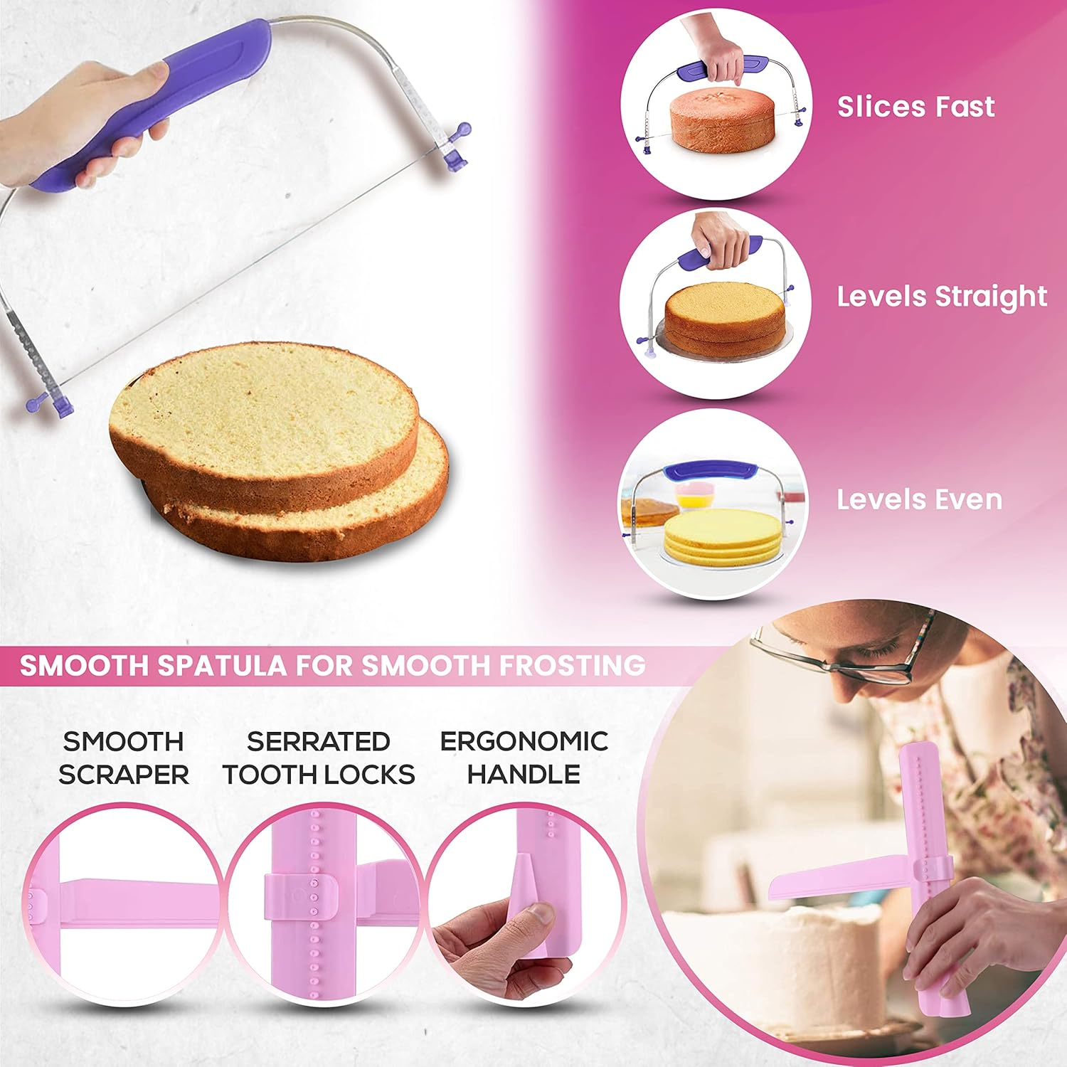 RFAQK 200 PCs Cake Decorating Supplies Kit for Beginners -1 Cake Turntable St... - Picture 6 of 14