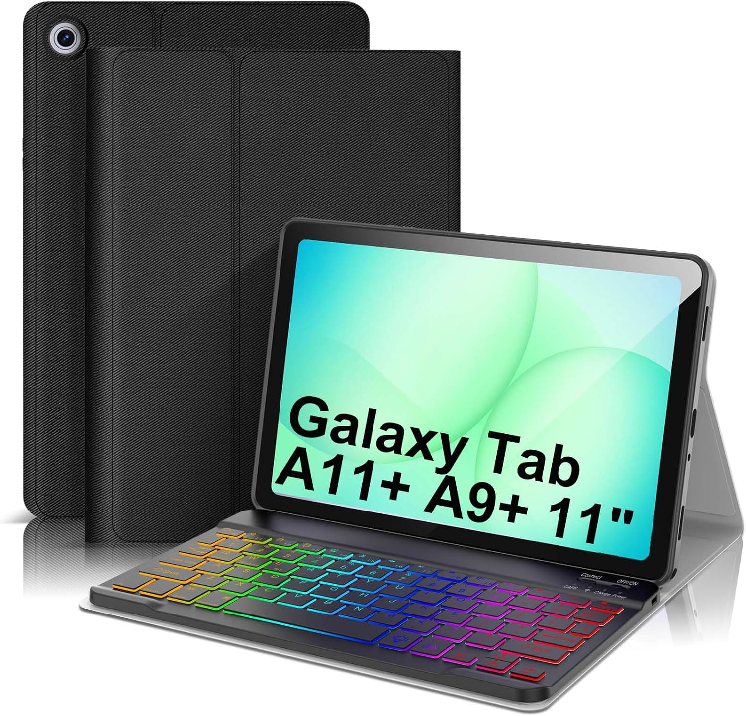 Backlit Wireless Keyboard Case for Samsung Galaxy Tab A11+ plus A9+ plus 11 | Slim Soft TPU+PU Protective Cover Case with Buckle, Auto Sleep/Wake, S Pen Holder, Type-C Rechargeable Bluetooth Keyboard