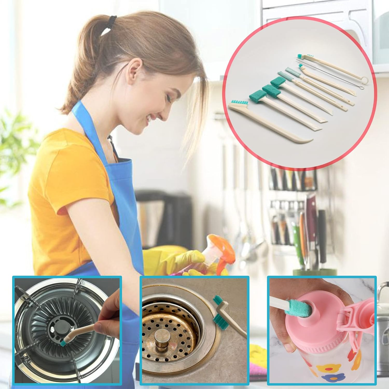 18 Pcs Small Household Cleaning Brushes by ELEMGULY,Deep Detail Crevice Brush... - Picture 8 of 13