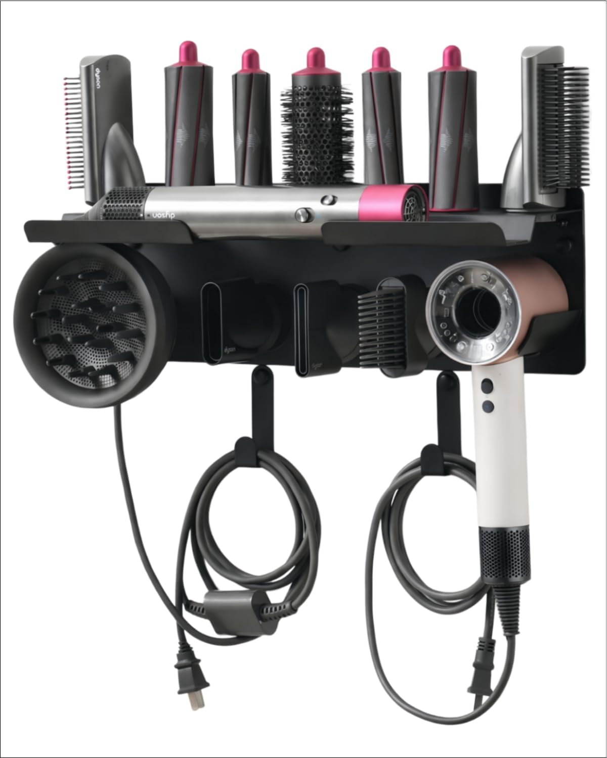 Dyson Airwrap Holder Wall Mount, 2In1 Dyson Airwrap Organizer and Dyson Hair Dryer Holder, Dyson Hair Dryer Stand Compatible with Dyson Airwrap Styler & Supersonic Nural Black