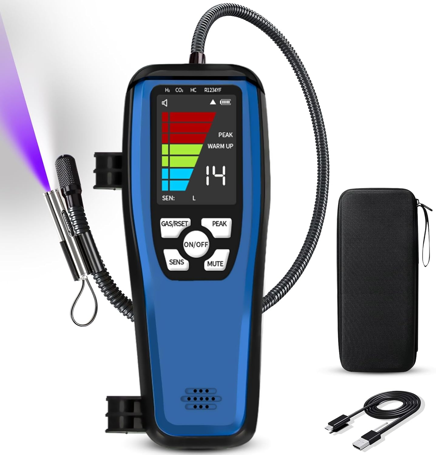 Refrigerant Leak Detector, ALD-200 3-In-1 Freon Leak Detector Tester A3 A2L A1 Refrigerants Compatible, Rechargeable, Multipule Alarm, Heated Diode Sensor for HVAC R32 R454B R410A R134A R290