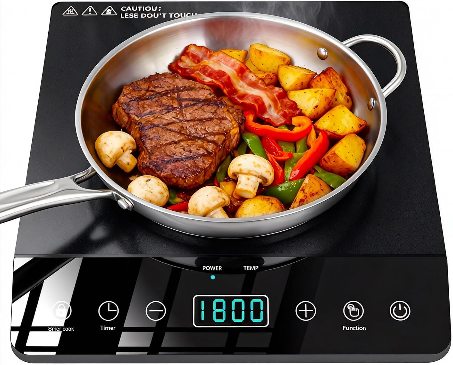 Portable Induction Cooktop Single Burner 1800W, Touch Control Plug In