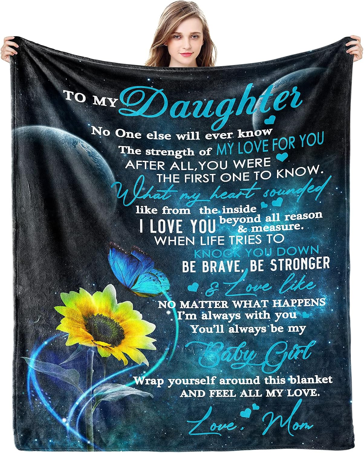 Gift for My Daughter Blanket from Mom as Birthday Present I Love You Letter t...
