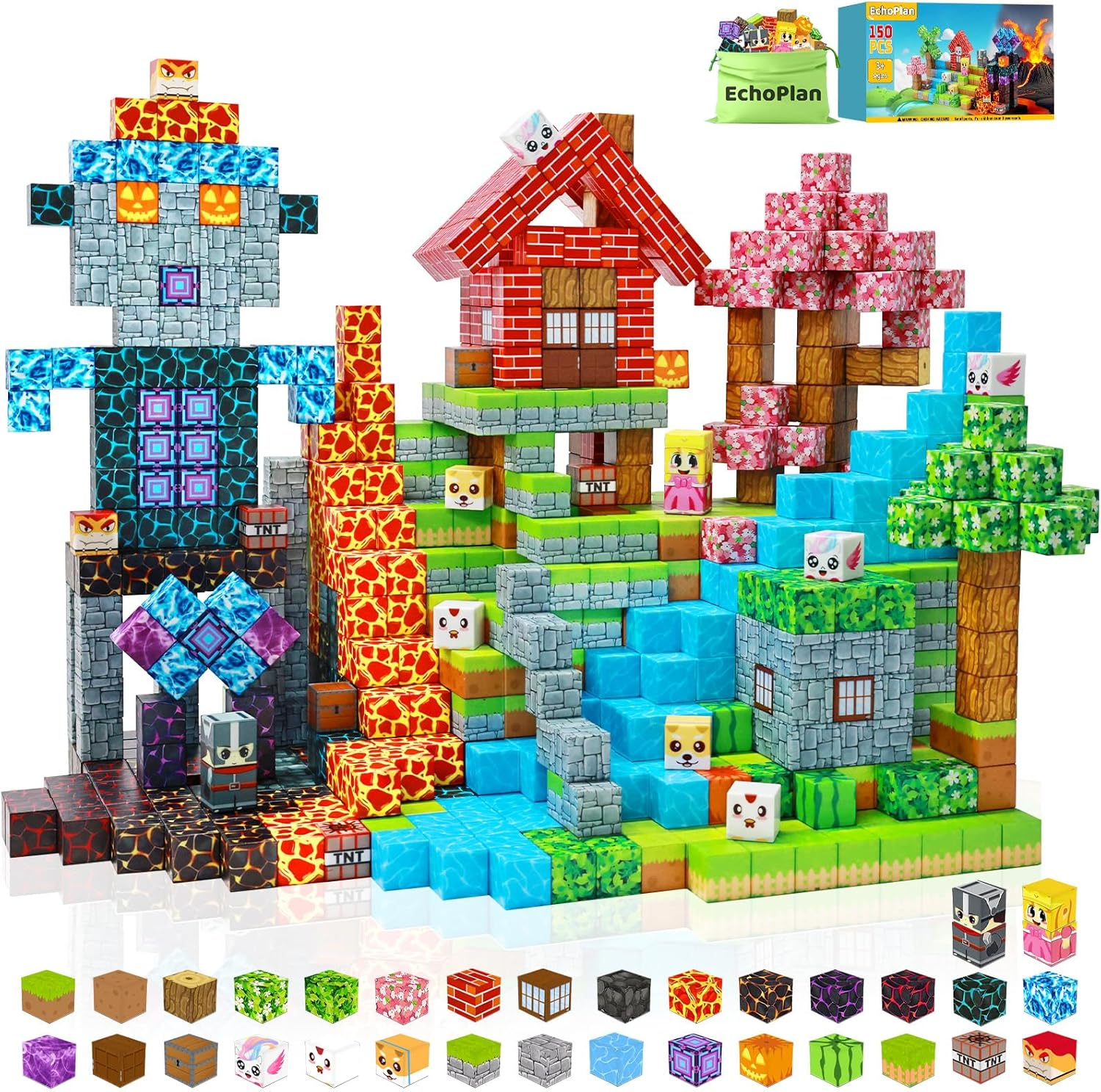Echoplan 150PCS Magnetic Building Blocks for Kids Ages 3-10 | Large 1