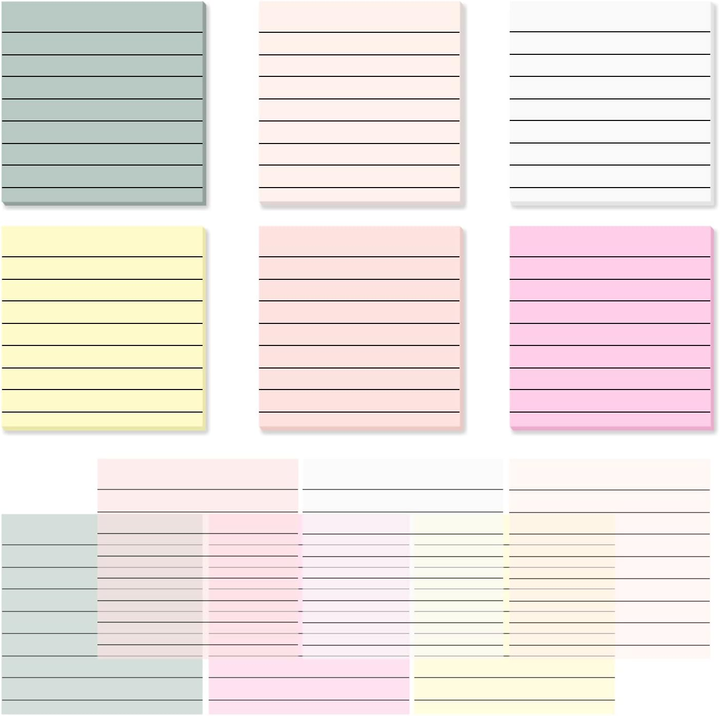 6Pads Transparent Sticky Notes with Lines, Clear Sticky Note Waterproof See Through Memo Pad, Markers Stickers Translucent Index Book Tabs for Annotating Bible Study Supplies, 50Sheets/Pad