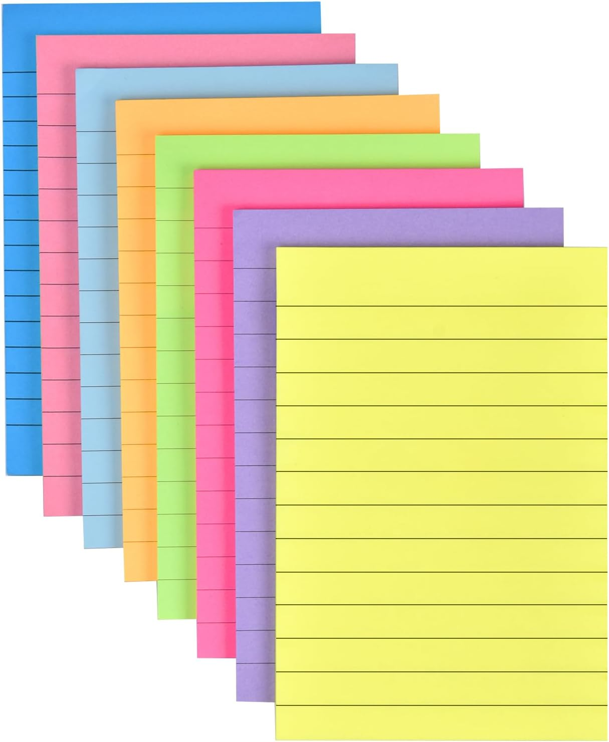 8 Pack Lined Sticky Notes 4”x6” Bright Colors Self-Stick Note Pads with Line,... - Picture 2 of 14
