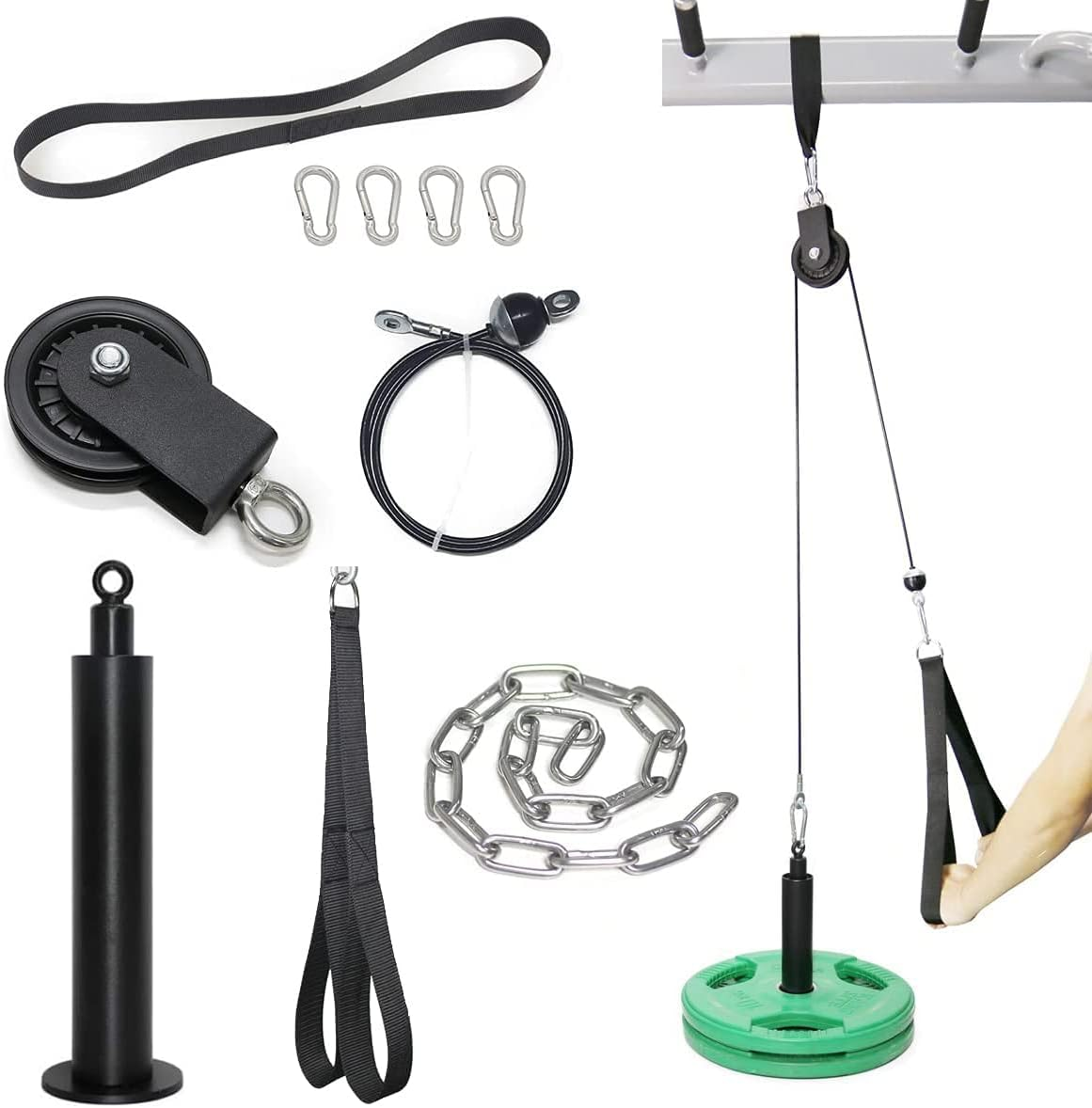 Cable Pulley System Gym, Weight Pulley System for LAT Pulldown, Biceps Curl, Tricep, Arm Workouts, Home Gym Squat Rack Accessories
