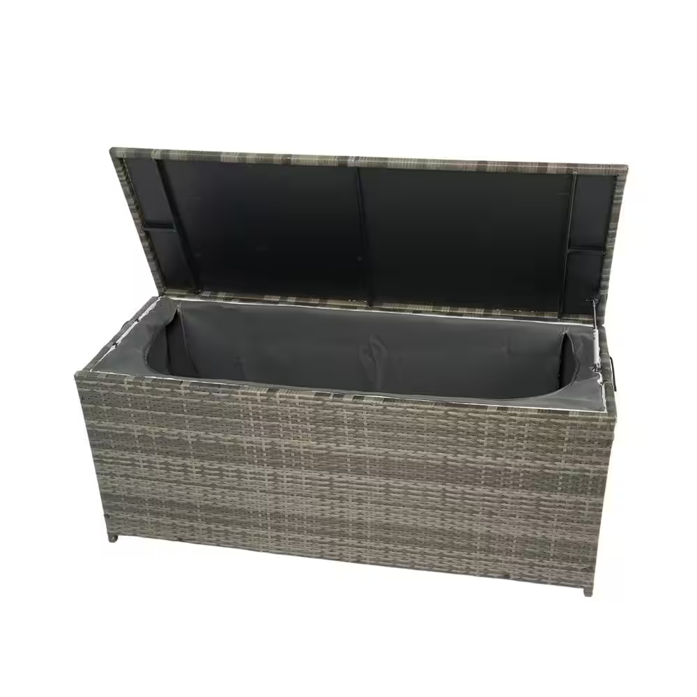 113 Gal. Outdoor Wicker Storage Deck Box with Lid, for Kids Toys, Pillows, Towel