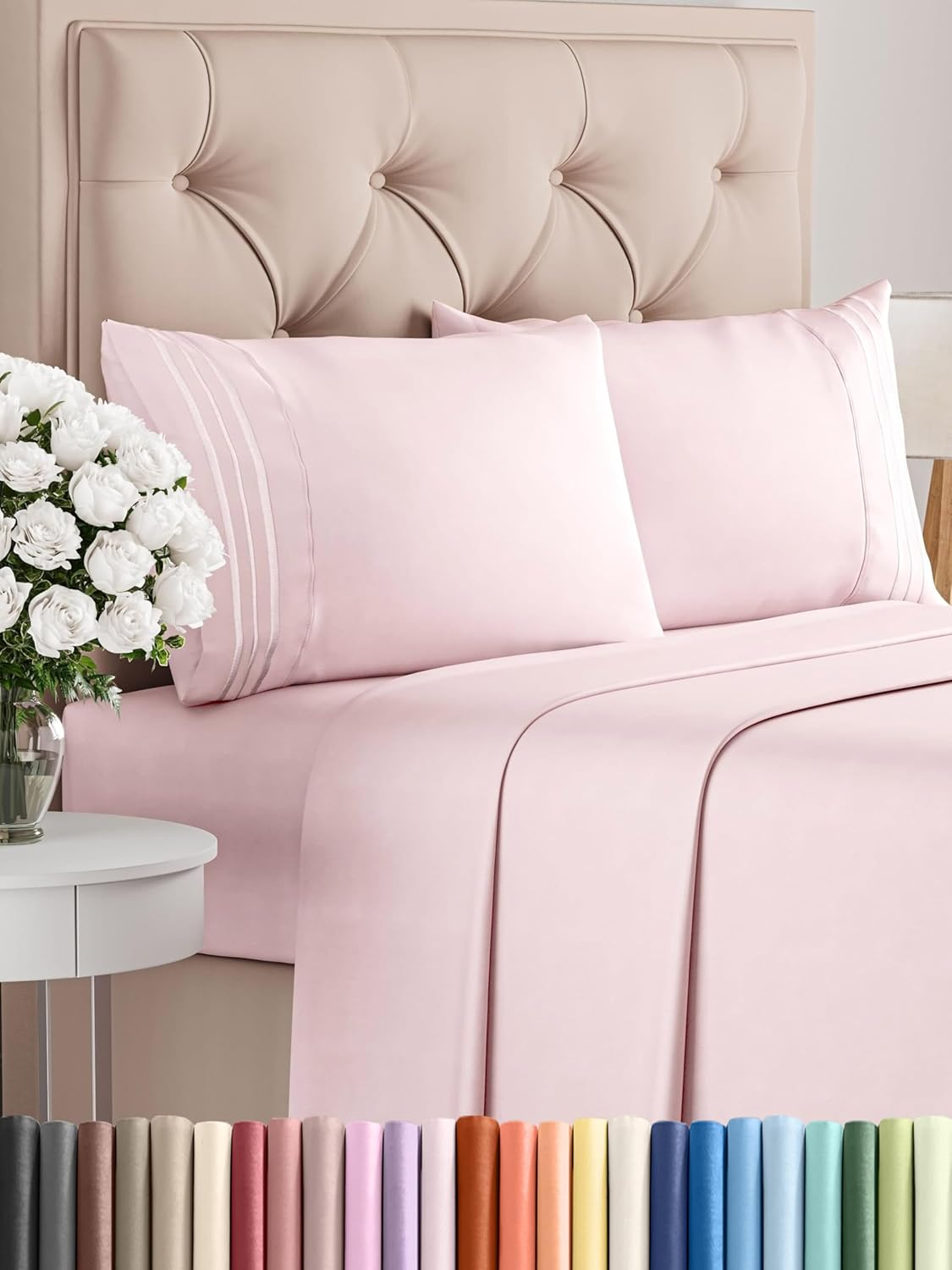Full Size 4 Piece Sheet Set - Comfy Breathable & Cooling Bed Sheets Set - Hotel Luxury Bedding for Women, Men, Kids & Teens - Deep Pockets, Easy-Fit, Soft and Wrinkle Free - Oeko-Tex - Lavender Pink