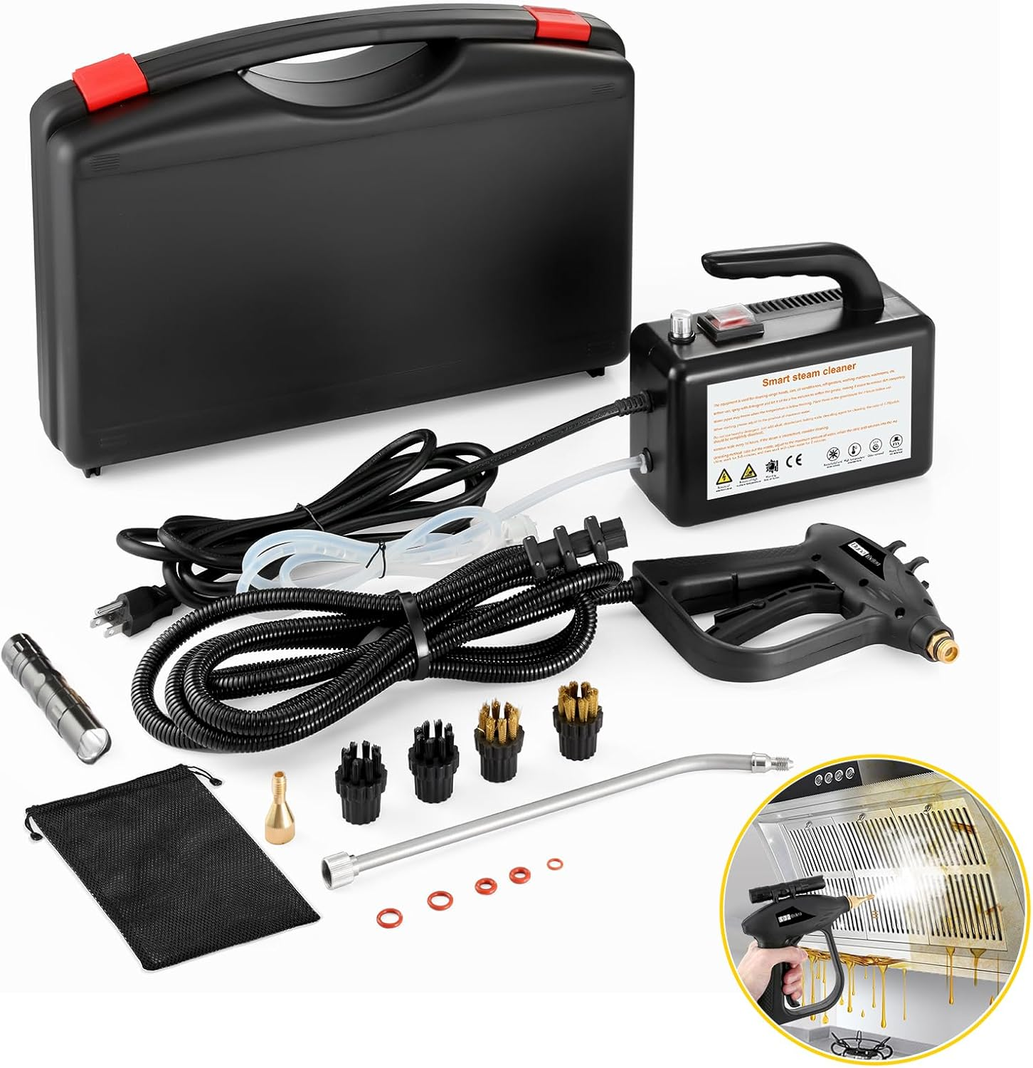 Handheld Steamer for Cleaning 1700W Car Engine Steam Cleaner 248°F High Temperature Pressurized Steam Cleaner for Home, High Pressure Steam Cleaning Machine for Auto Detailing