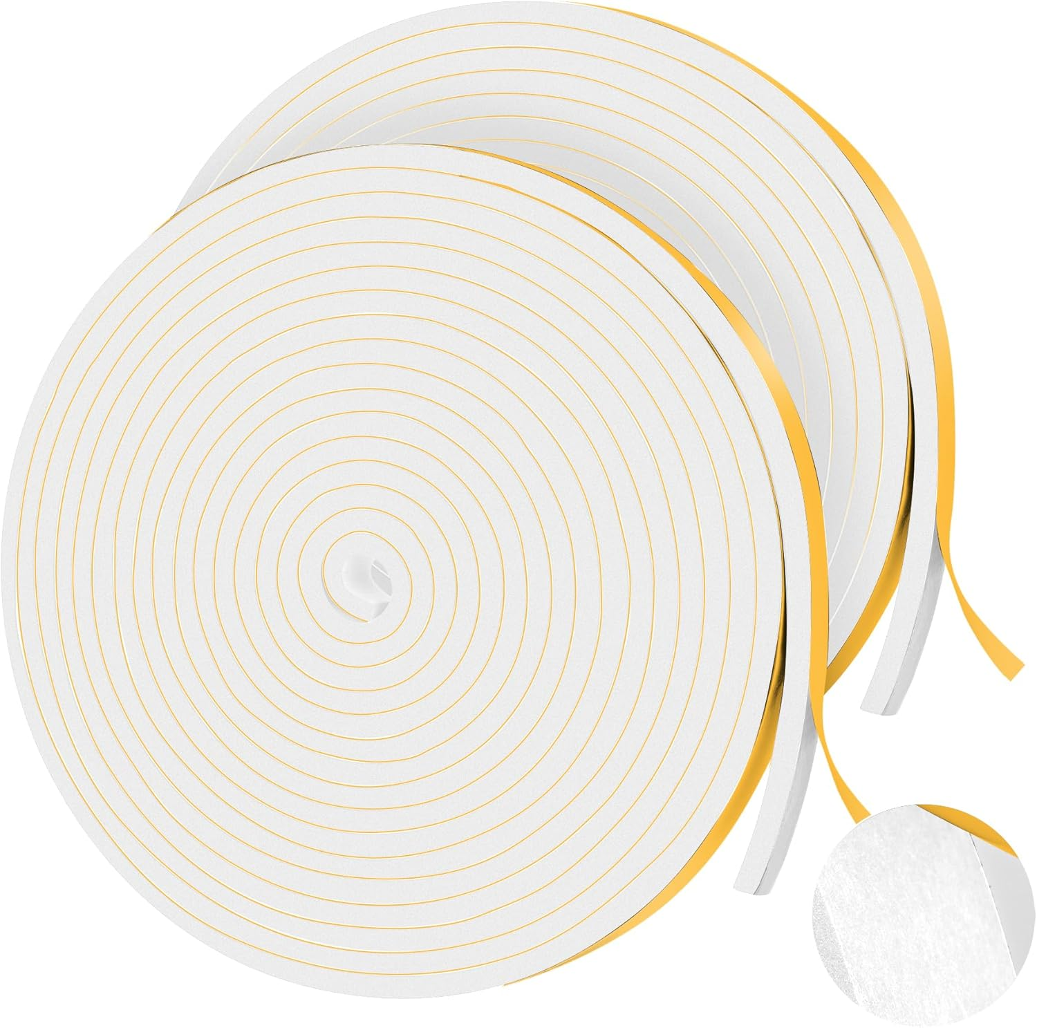 66Ft Foam Tapes Self Adhesive Foam Seal Strips 1/2In x 1/8In x 33.1Ft Each Roll Weatherstrips High Resilience Weather Stripping Door Seals for Door Soundproofing, Window Insulation (2R, White)