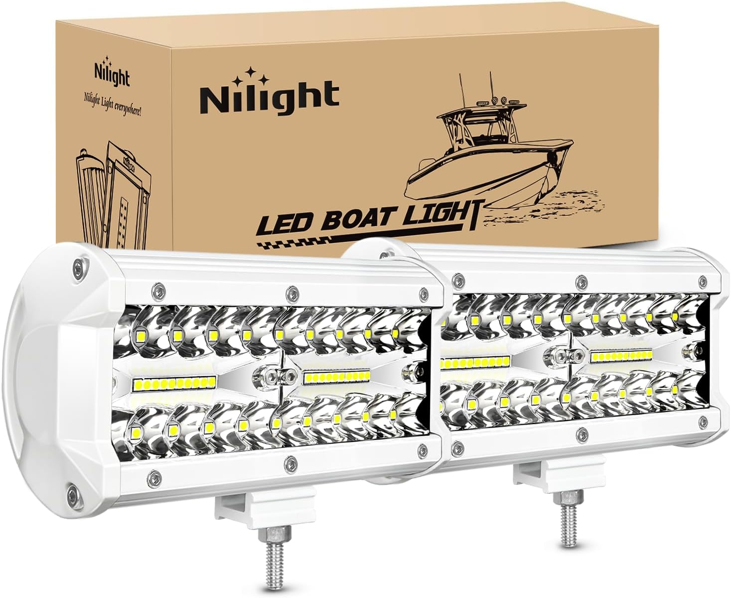 Nilight LED Pods 4PCS 6.5 Inch 120W Light Bar Triple Rows Spot Flood Combo Dr... - Picture 12 of 17