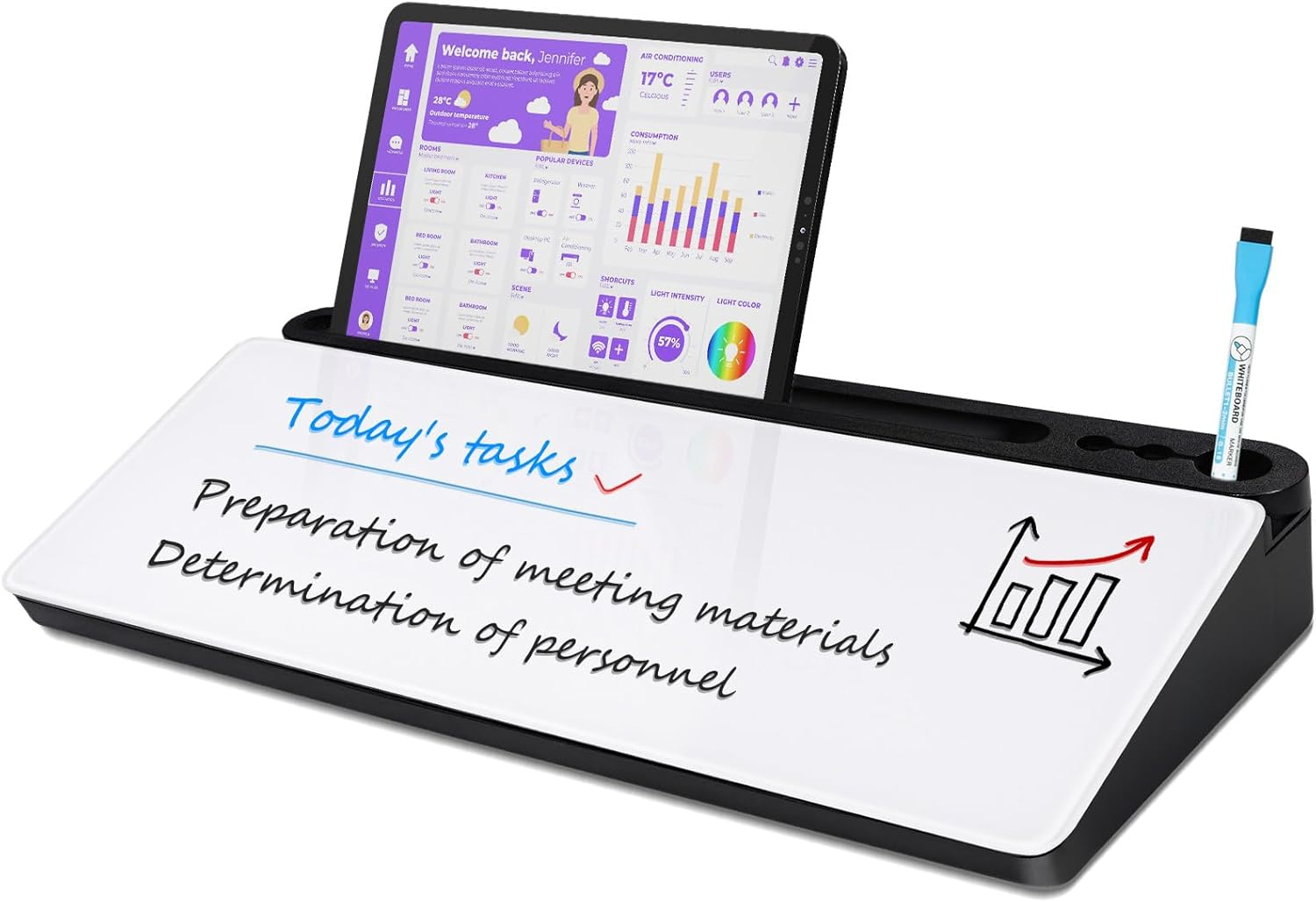 QUEENLINK Desktop Black Glass Dry Erase Board, Small Glass Whiteboard with Ad... - Picture 11 of 16