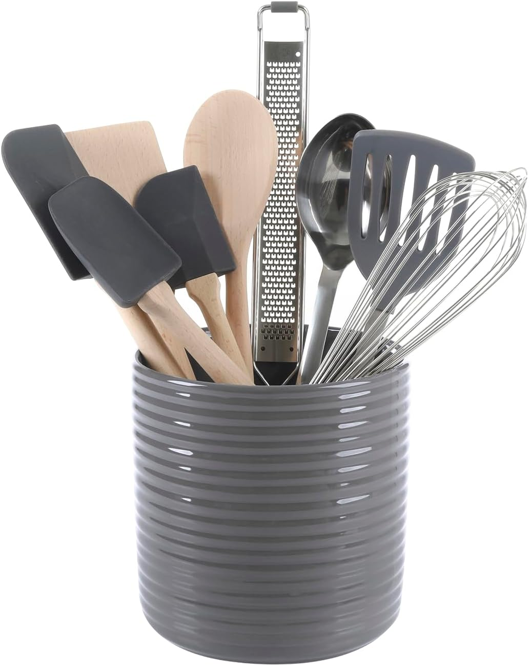 Martha Stewart 10 Piece Tools and Gadget Set W/Ceramic Crock - Grey