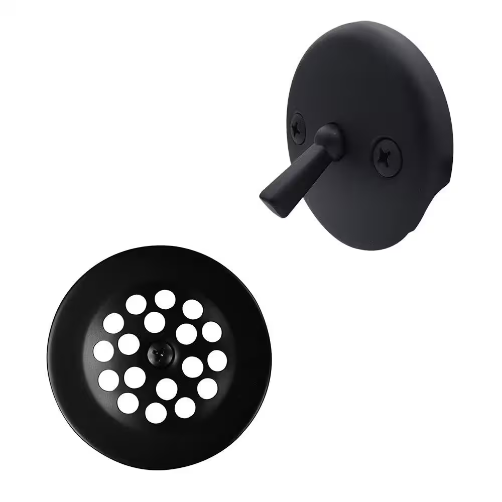 Trip Lever Faceplate with Beehive Grid Tub Trim Grate, Matte Black