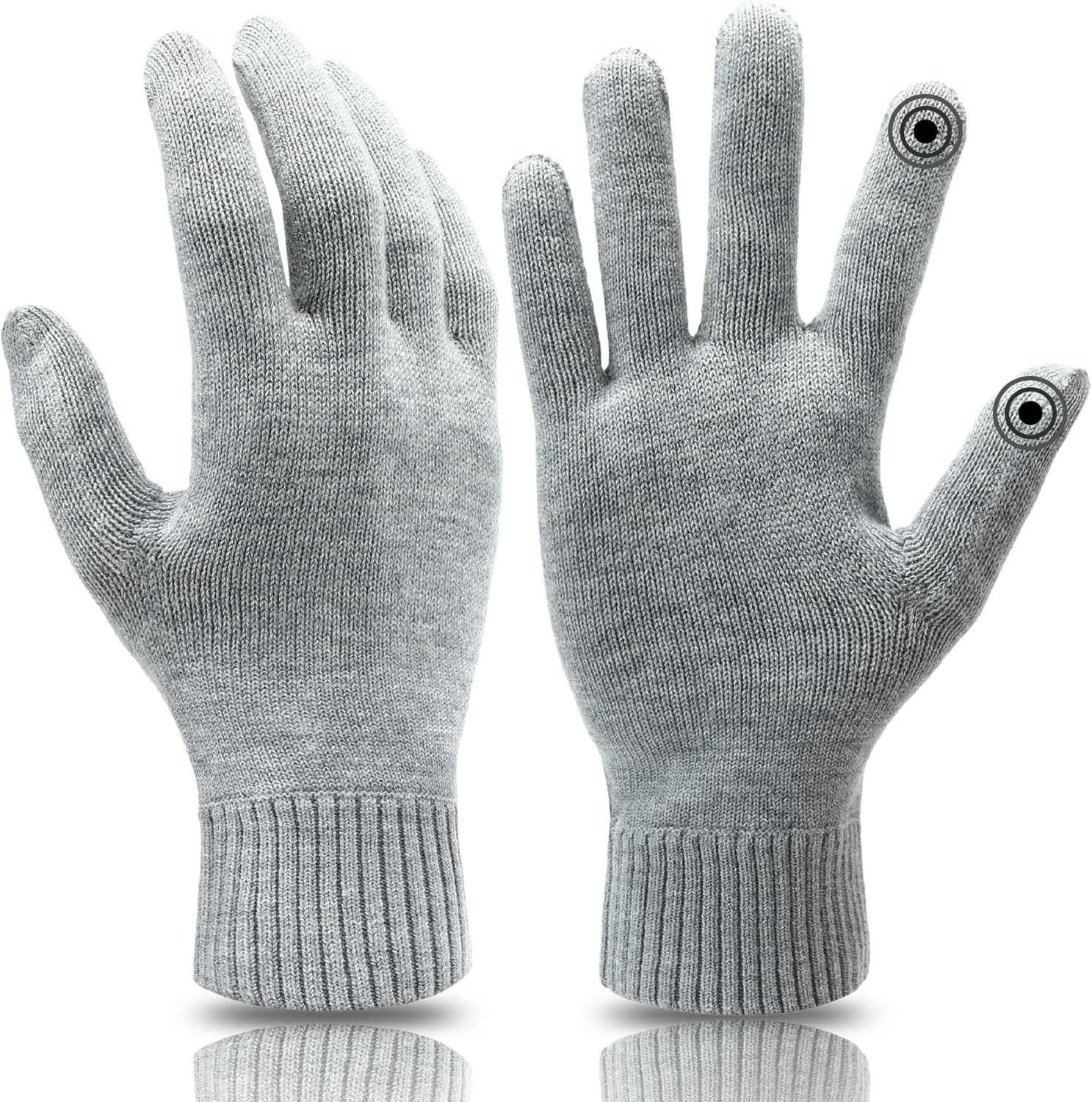 WANDER Gloves for Men Womens Lightweight Merino Wool Touchscreen Thermal Knit Running Winter Glove Liners