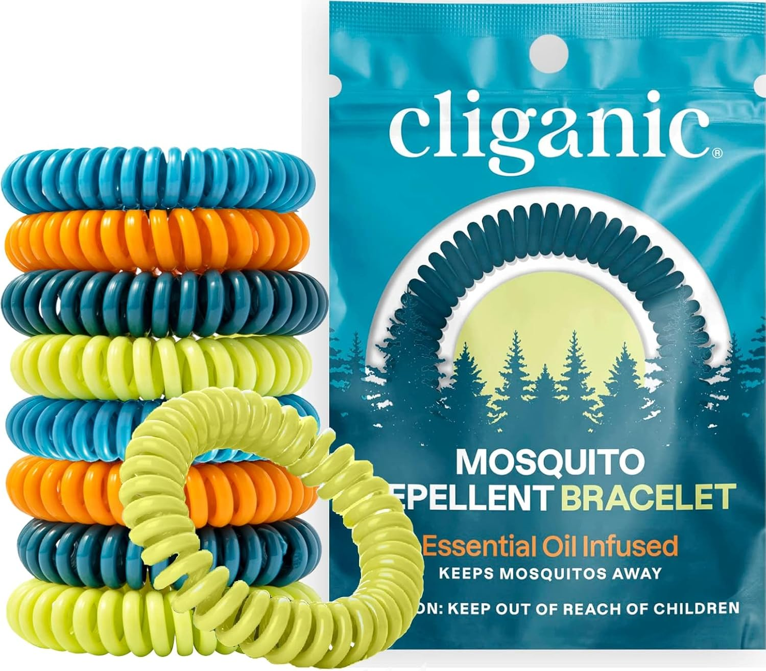 10 Pack Mosquito Repellent Bracelets for Adults & Kids - Natural Deet-Free Bands, Individually Wrapped