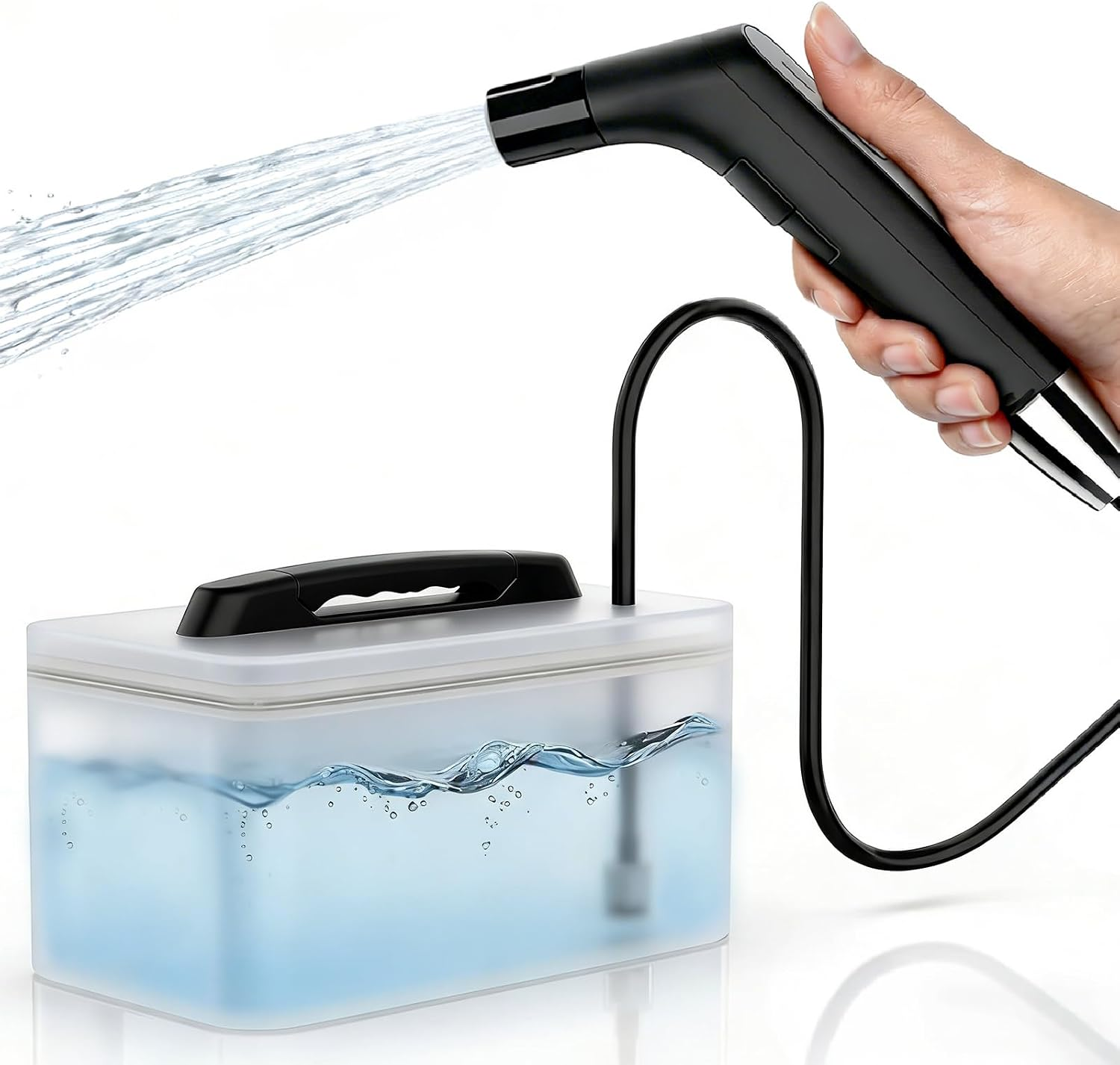 Portable Travel Bidet Electric Rechargeable Handheld Personal Bidet Sprayer for Hygiene Cleaning for Toilet with 2.3 Liters Water Container (Black), LIUW_JP2201