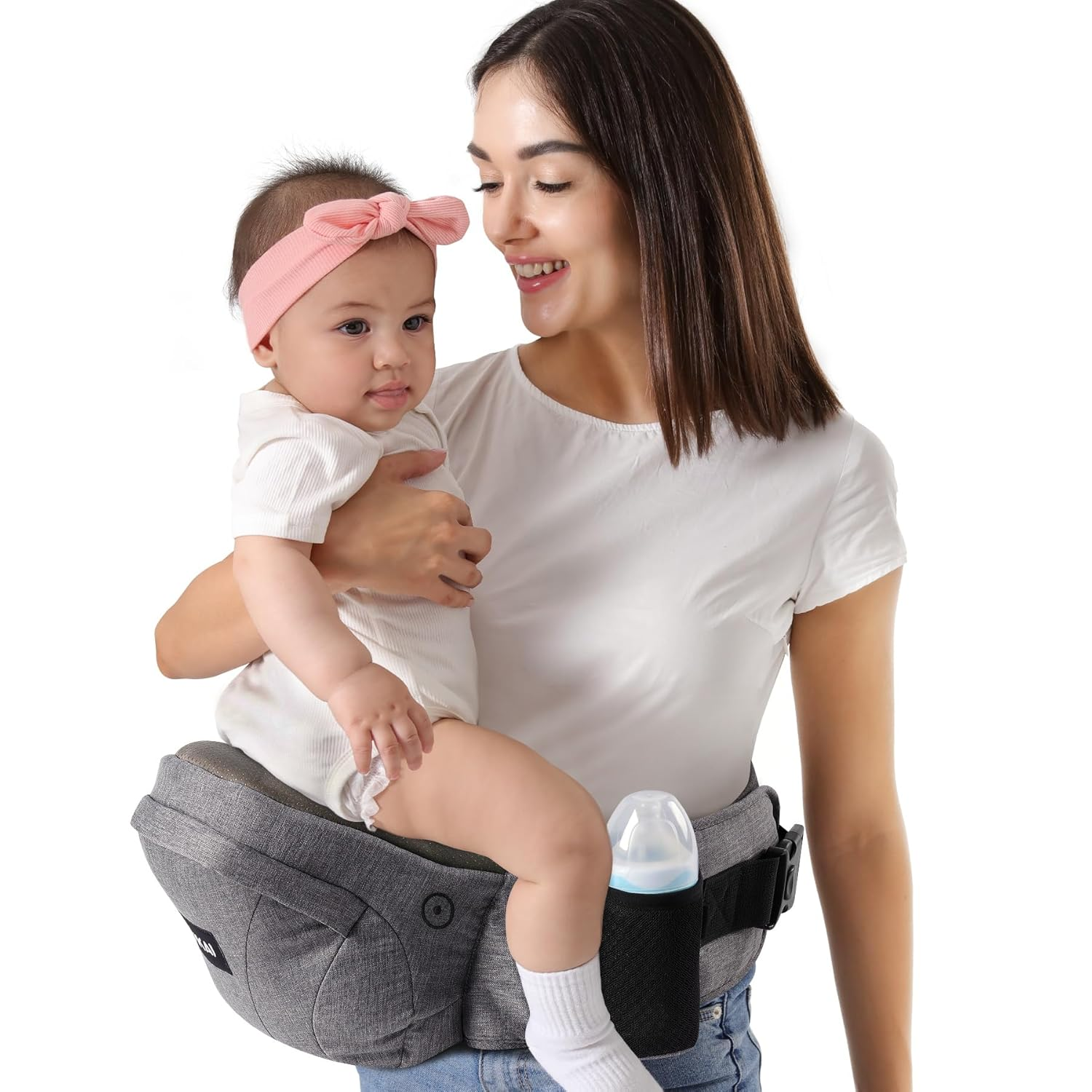 Baby Hip Carrier,Baby Carrier with Adjustable Waistband & Breathable Mesh, Ergonomic Carrier with Non-Slip Hip Seat Surface for Newborns & Toddlers (Grey)