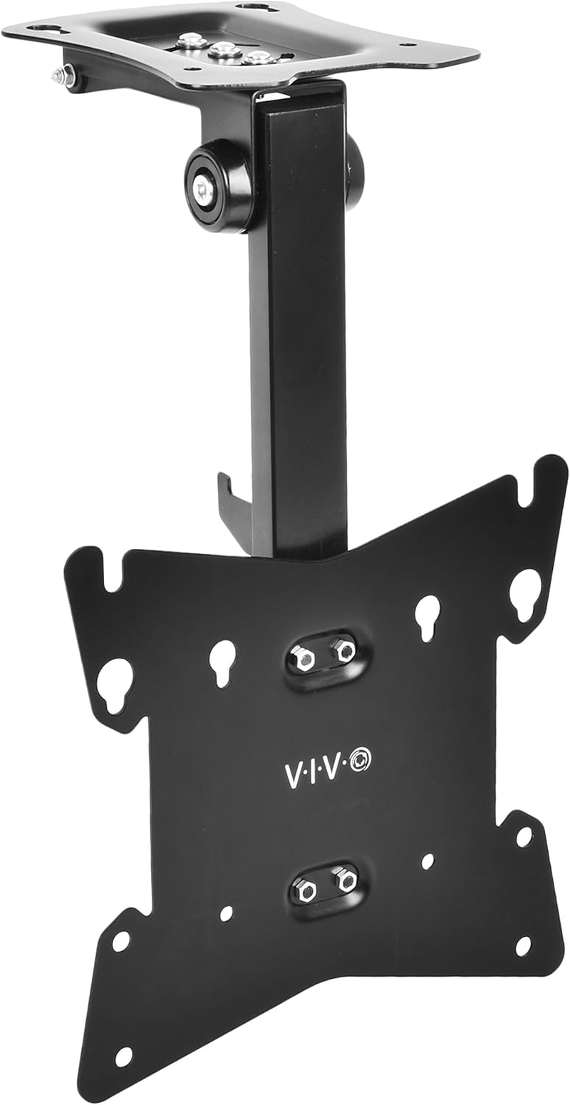 VIVO Black Manual Flip down Mount Folding Pitched Roof Ceiling Mounting for Flat TV & Monitors 17