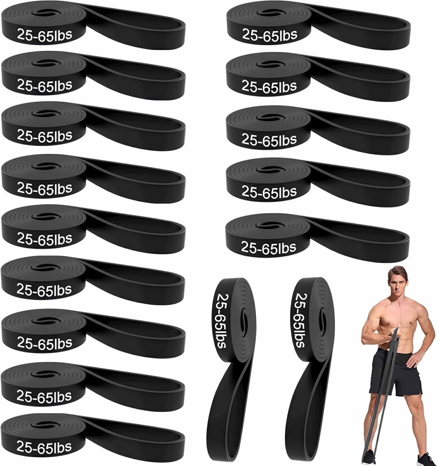 16-Pcs Resistance Bands Set - Premium Elastic Workout Bands for Home Gym, Strength Training, Yoga & Physical Therapy