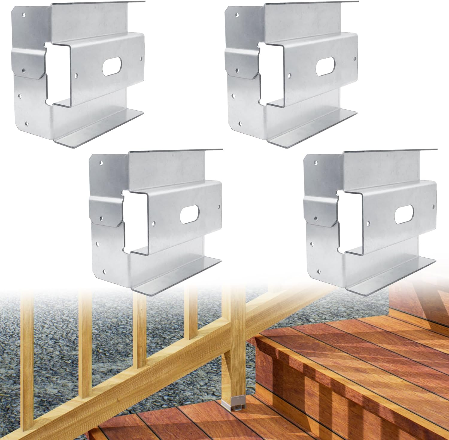Lifgarfe 4Pcs 6"X6" Post Base Anchor Concrete Deck Post Bracket Fit for Deck,Patio or Pergola