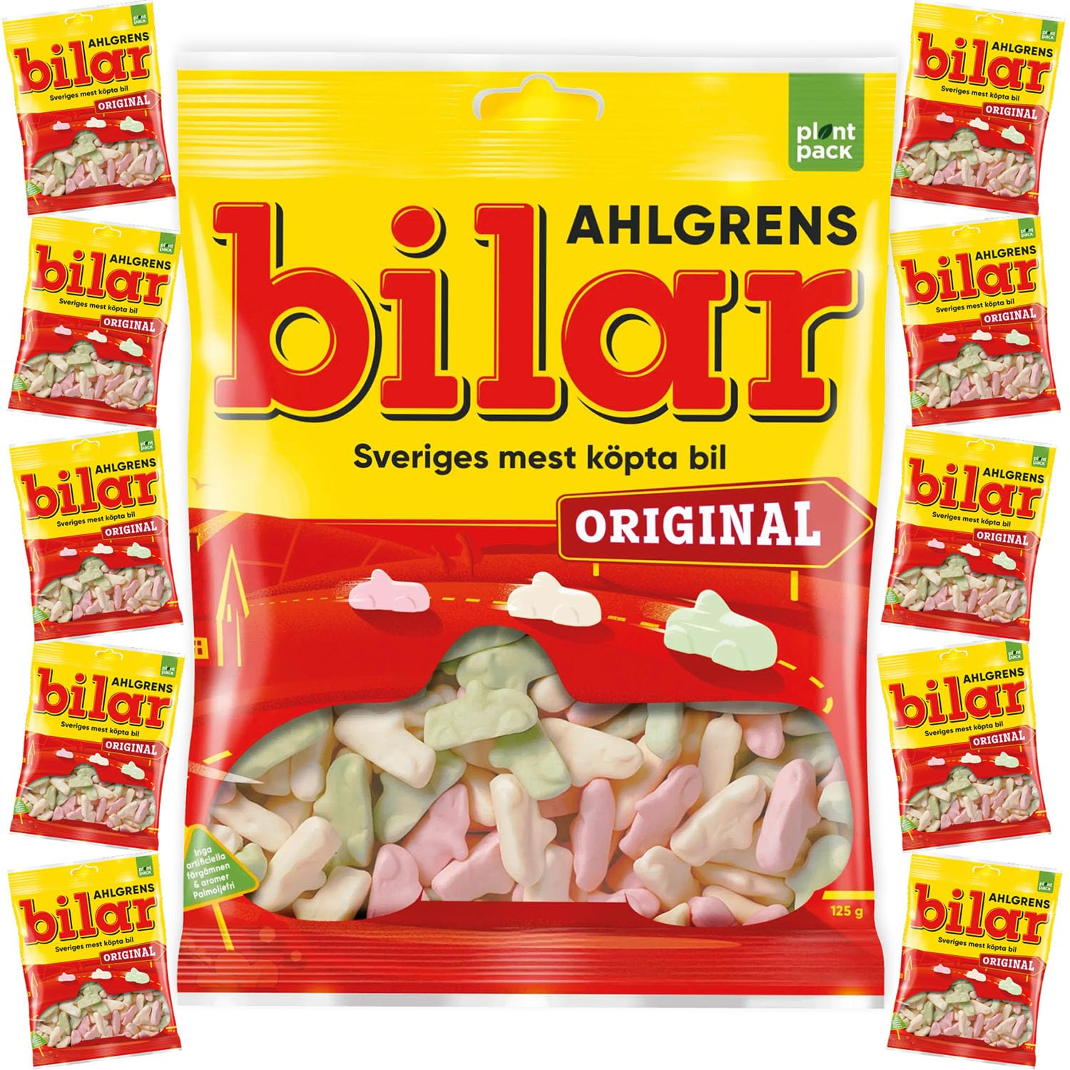 10 Bags X 125G of  Bilar Original - Swedish Candy from Sweden - Chewy - Marshmallow Candy - Cars - Gummy Candies - Sweets
