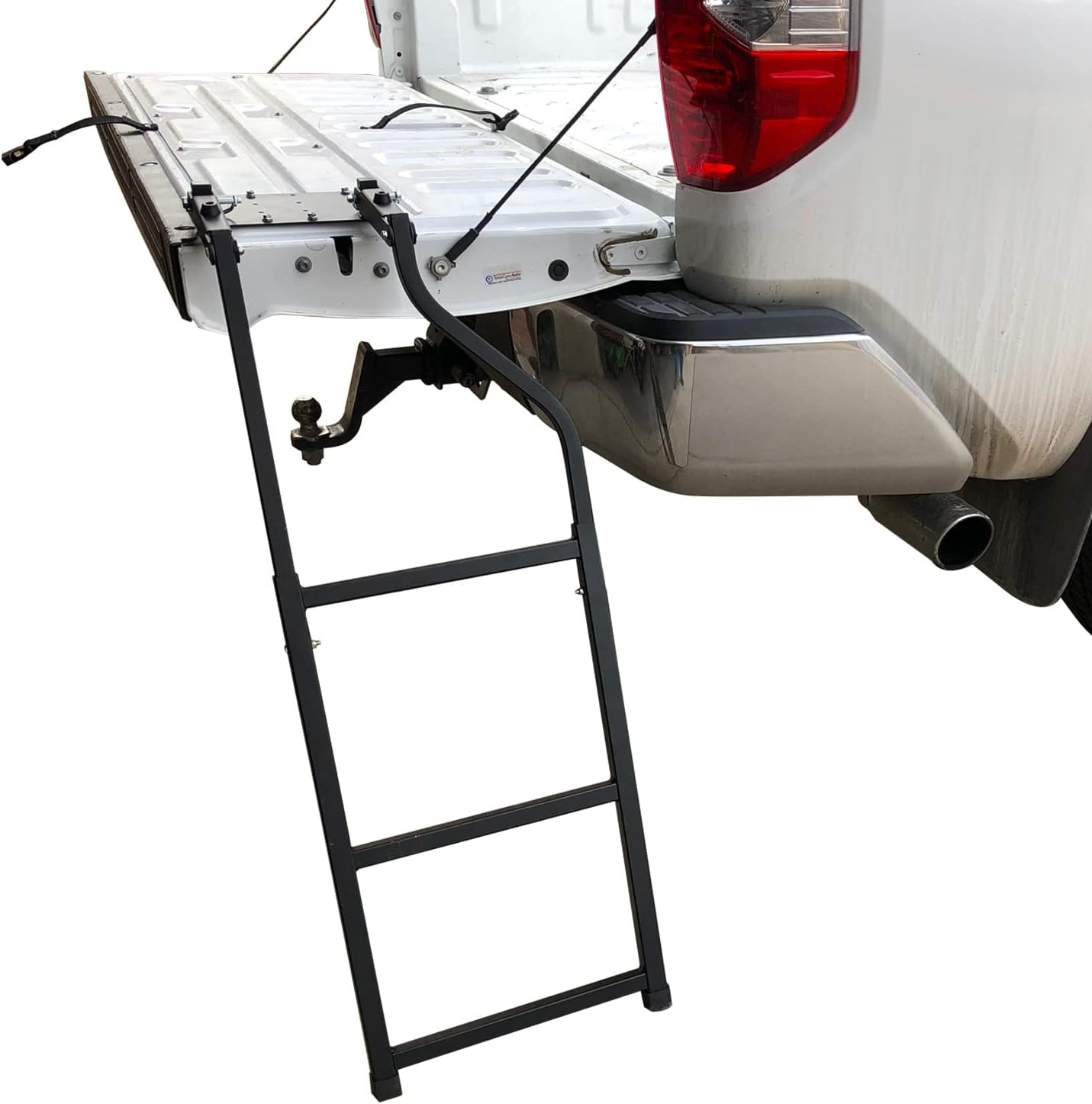 Truck Tailgate Ladder - Foldable with Aluminum Step Grip Plates and Rubber Feet for Pickup Trucks