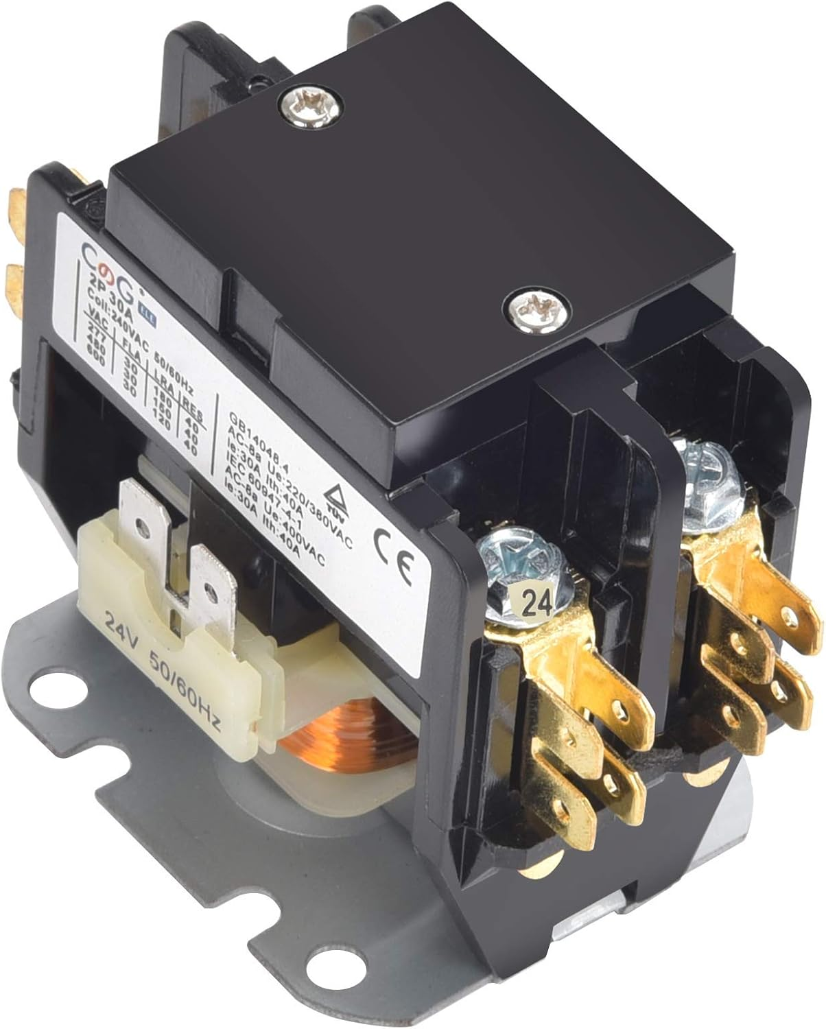 2 Pole Air Conditioner Contactor 30 Amp 24V Coil,Condenser Contactor Compressor