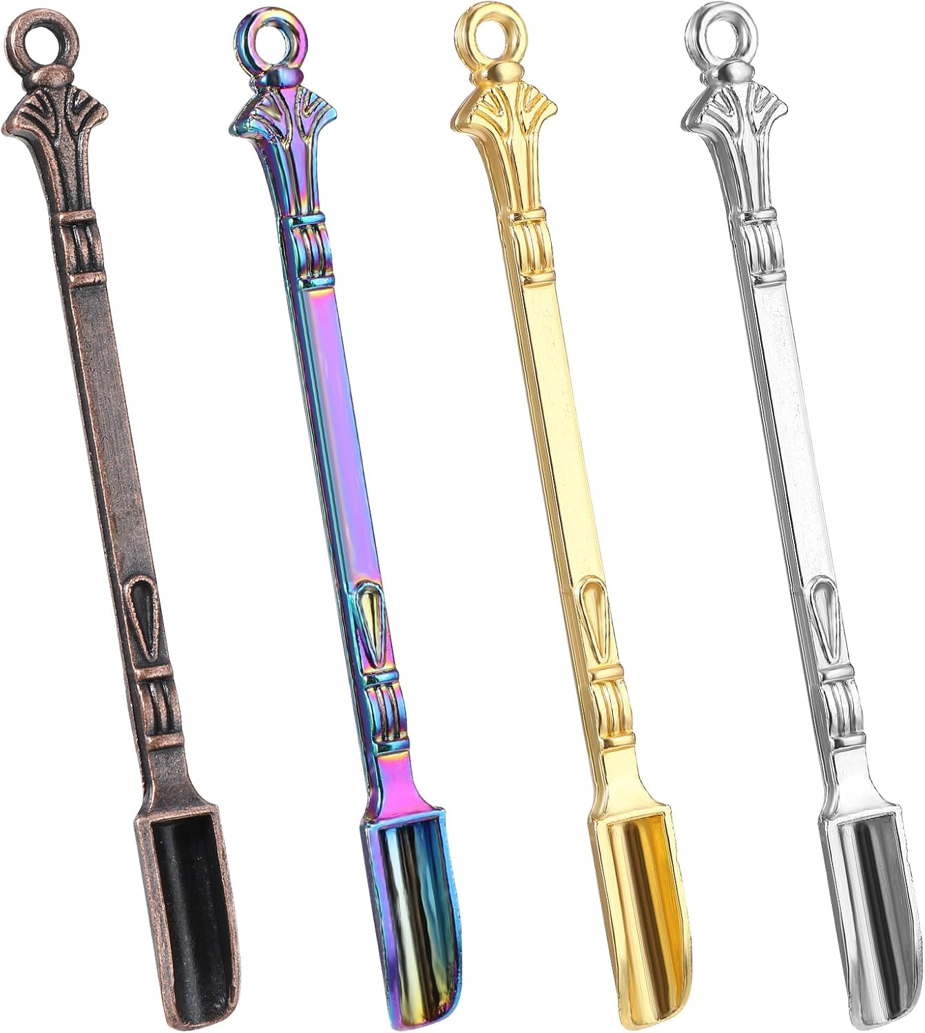 4Pcs Mini Spoons, Multicolor Tiny Metal Spoon, Mini Shovel Spoons, Pendant Necklace Spoon