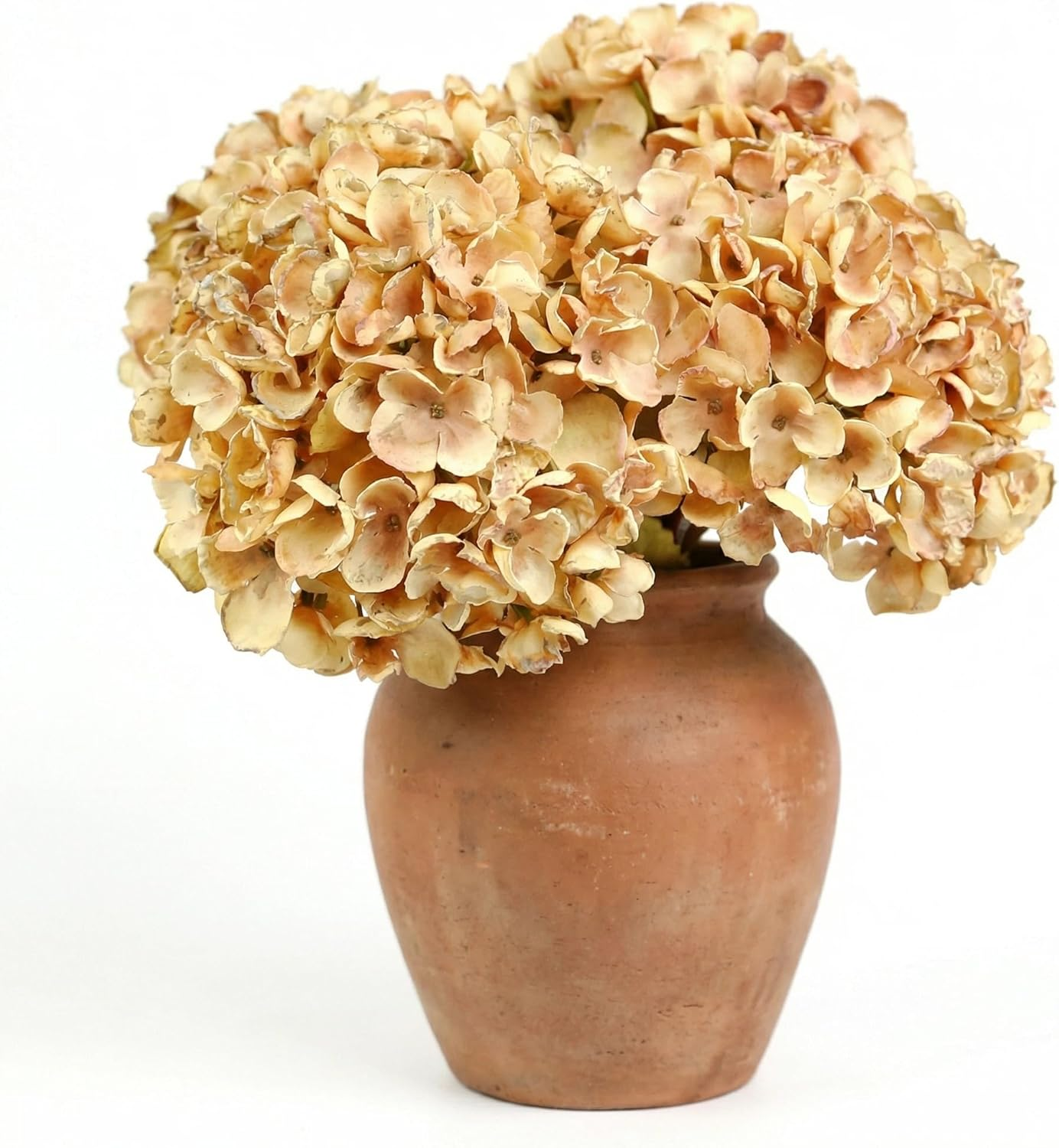 Artificial Hydrangea Flowers, Vintage Dried Look, Fall Colors, Real Touch Silk Flowers Single Stem (Autumn Yelllow)